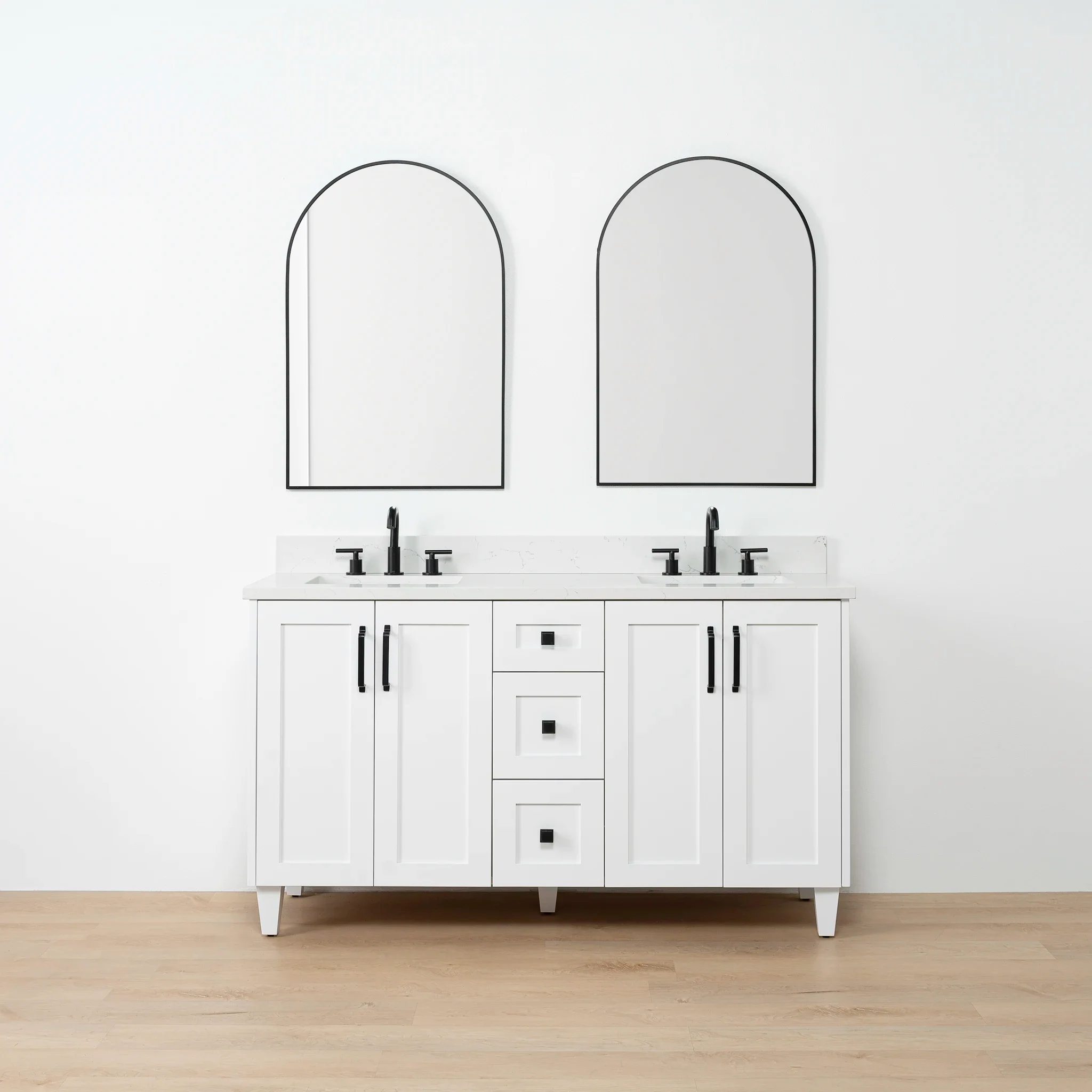Bridgeport SLIM 60" Satin White Bathroom Vanity, Double Sink - Image 12