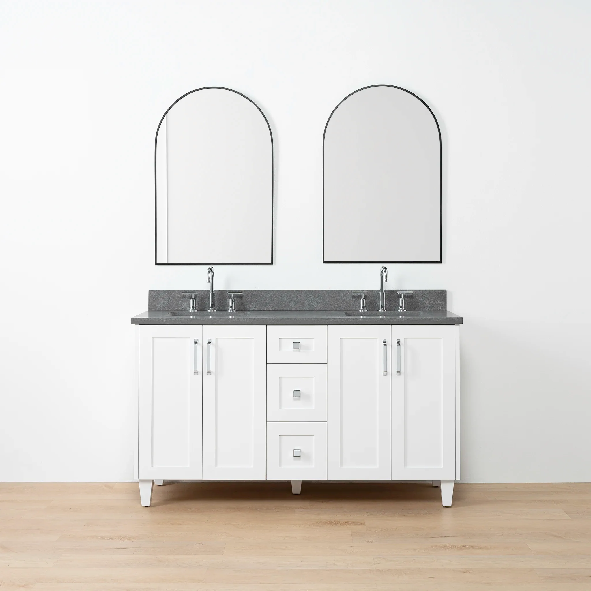Bridgeport SLIM 60" Satin White Bathroom Vanity, Double Sink - Image 14