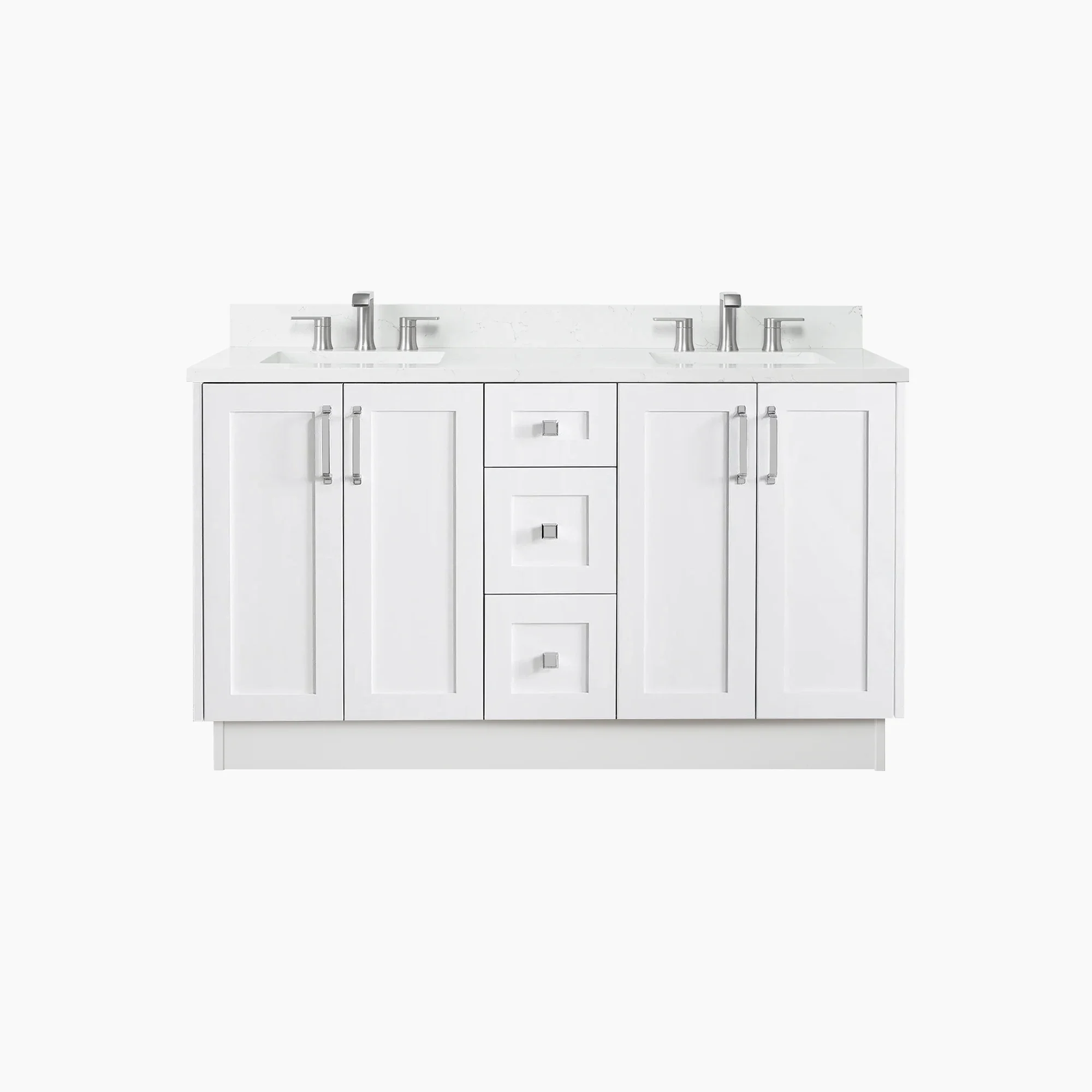 Bridgeport 60" Satin White Bathroom Vanity, Double Sink - Image 18