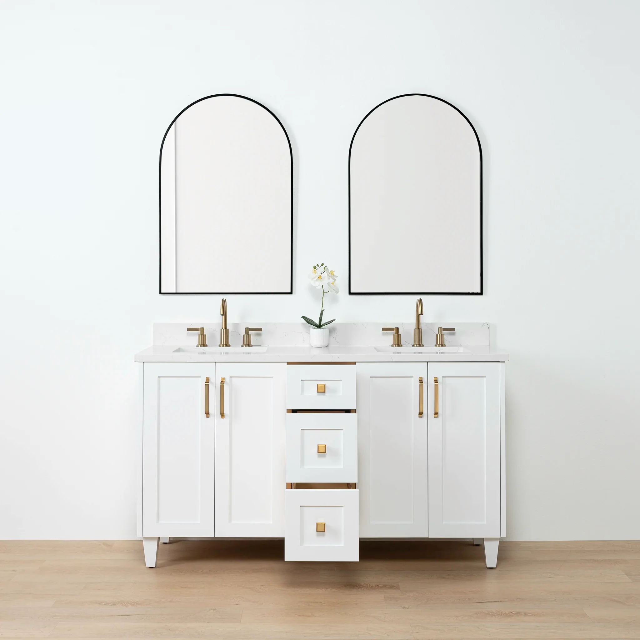 Bridgeport SLIM 60" Satin White Bathroom Vanity, Double Sink - Image 3