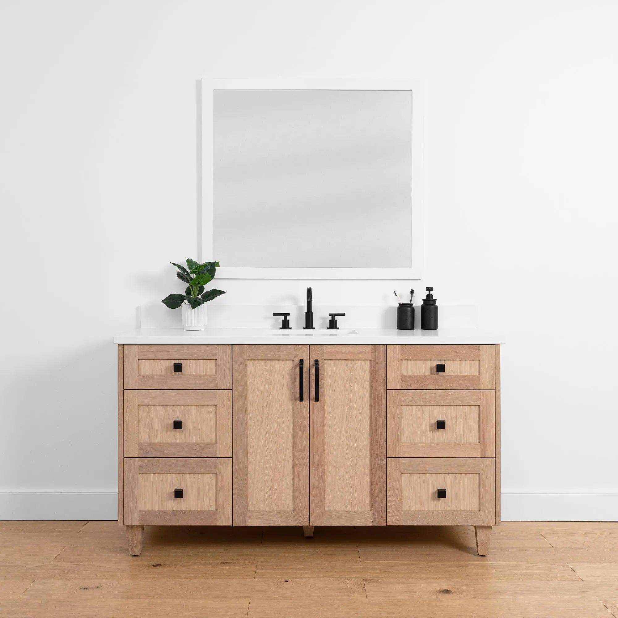 Bridgeport SLIM 60" White Oak Bathroom Vanity - Image 2
