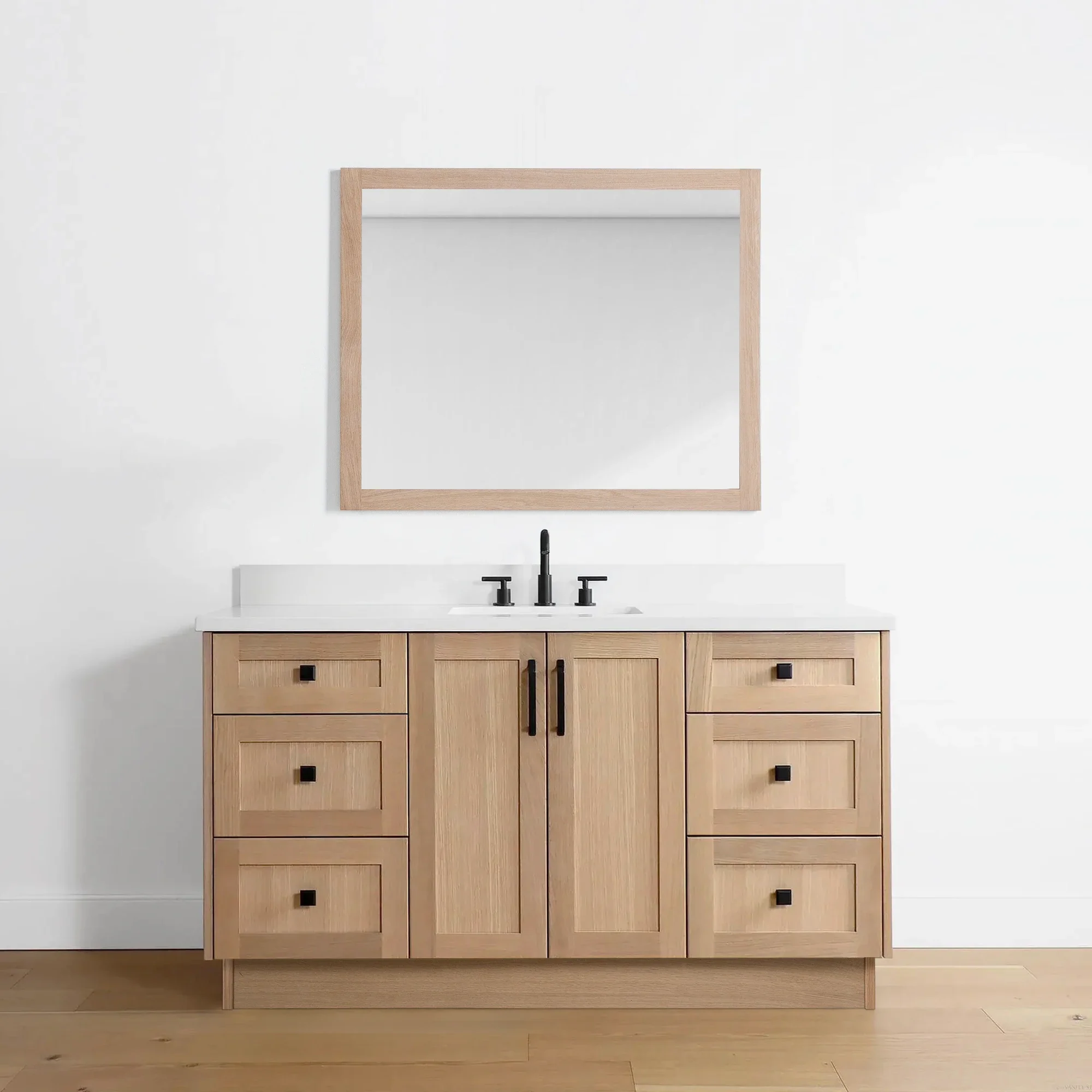 Bridgeport 60" White Oak Bathroom Vanity - Image 13