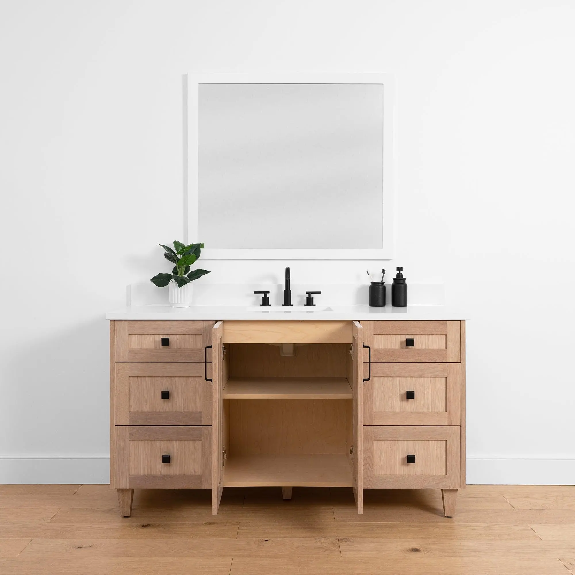 Bridgeport SLIM 60" White Oak Bathroom Vanity - Image 4