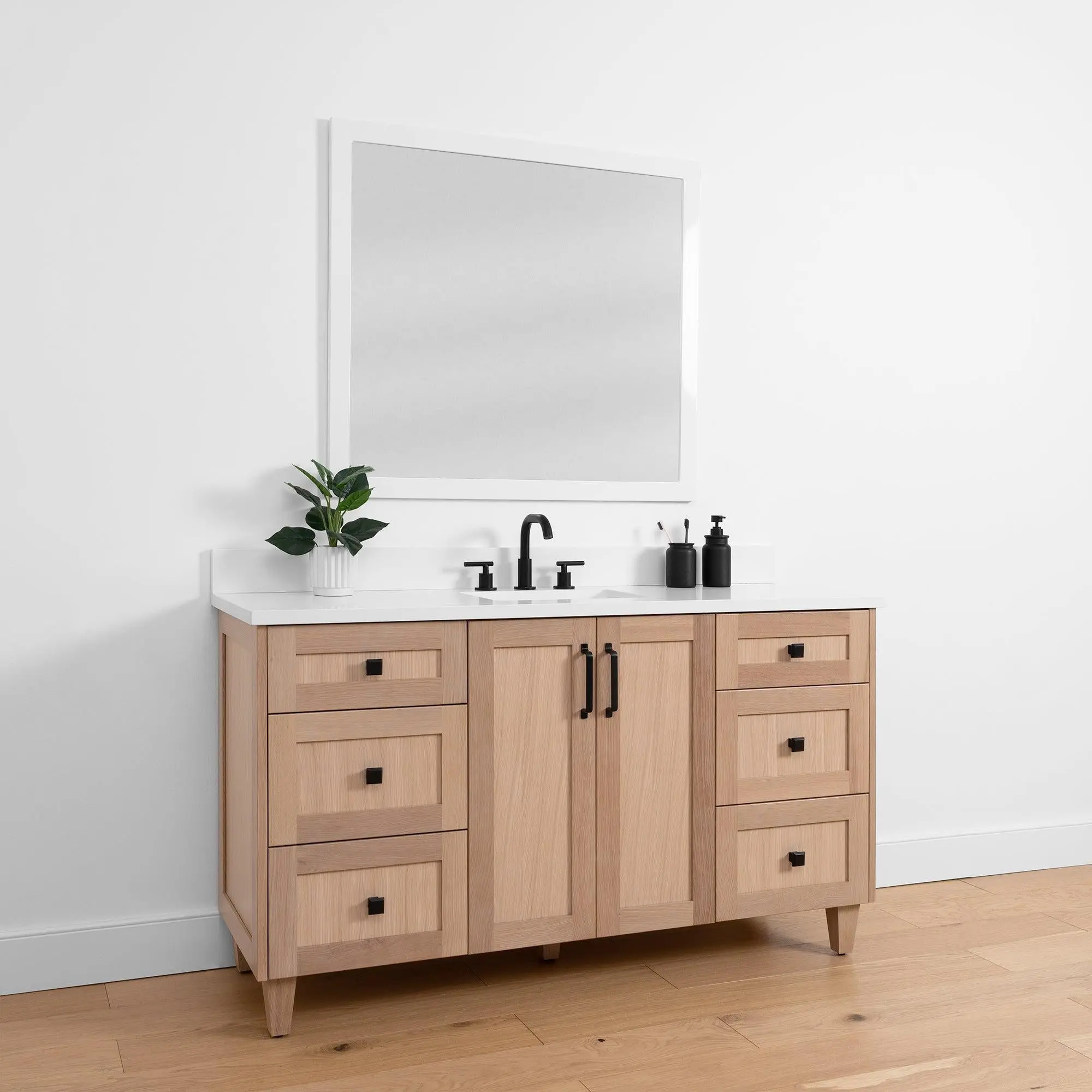 Bridgeport SLIM 60" White Oak Bathroom Vanity - Image 6
