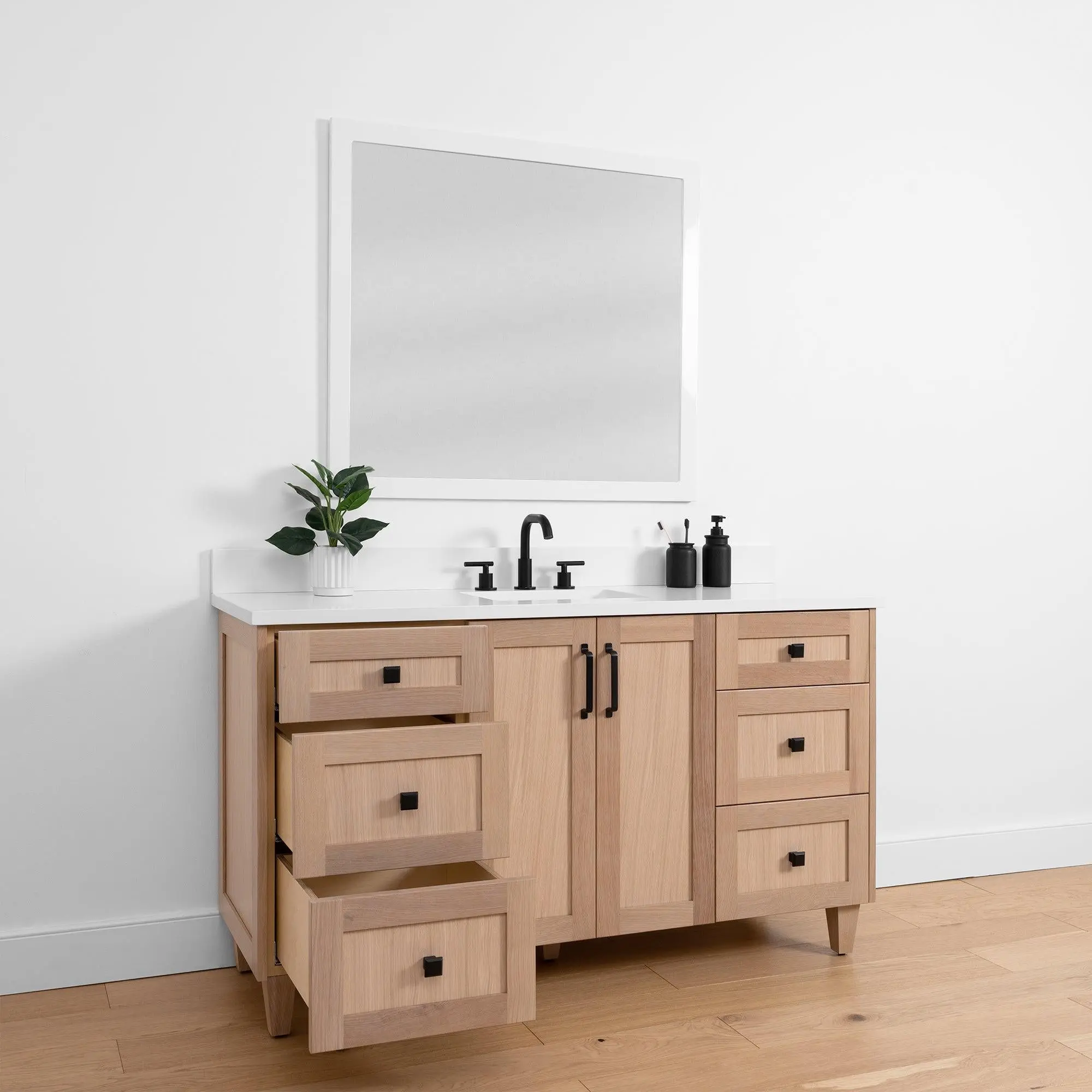 Bridgeport SLIM 60" White Oak Bathroom Vanity - Image 7