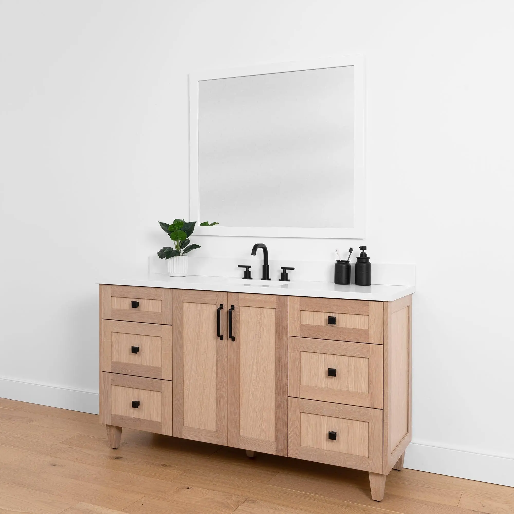Bridgeport SLIM 60" White Oak Bathroom Vanity - Image 8