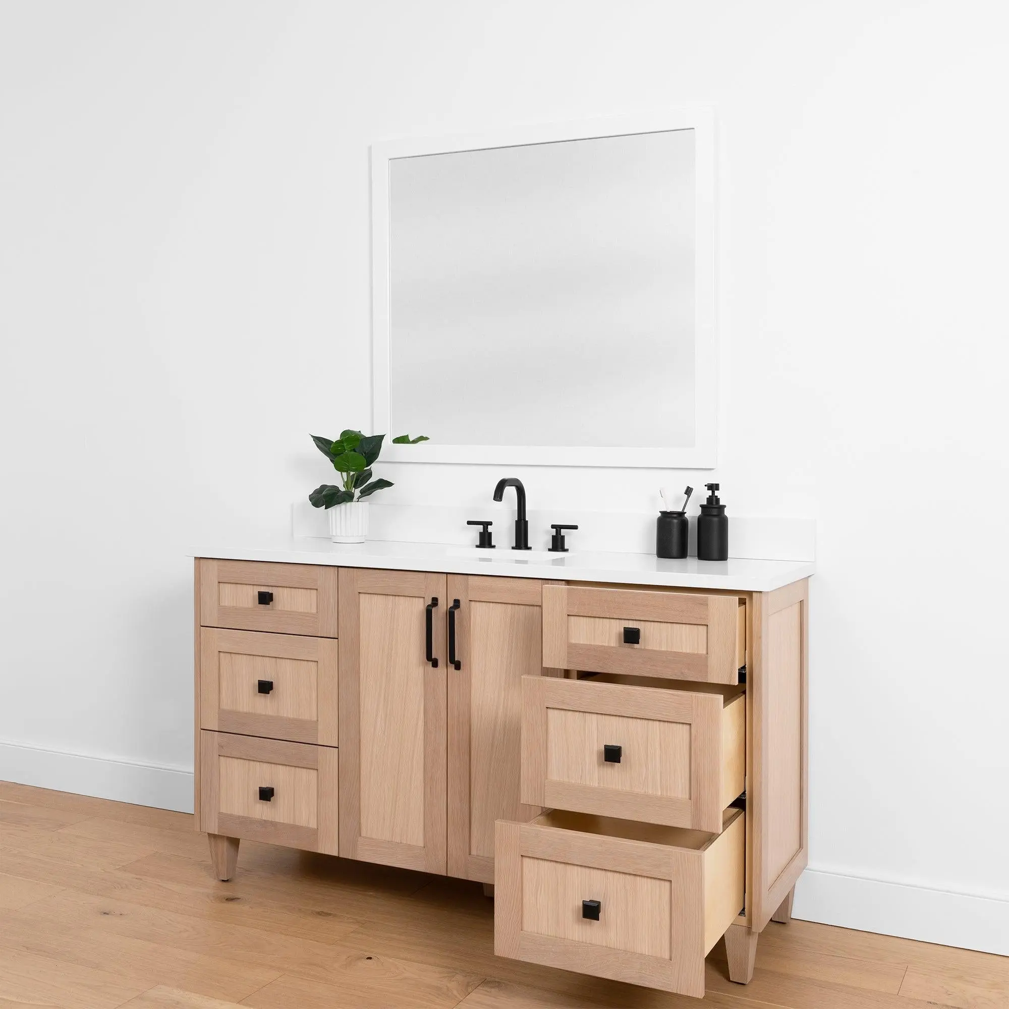 Bridgeport SLIM 60" White Oak Bathroom Vanity - Image 9