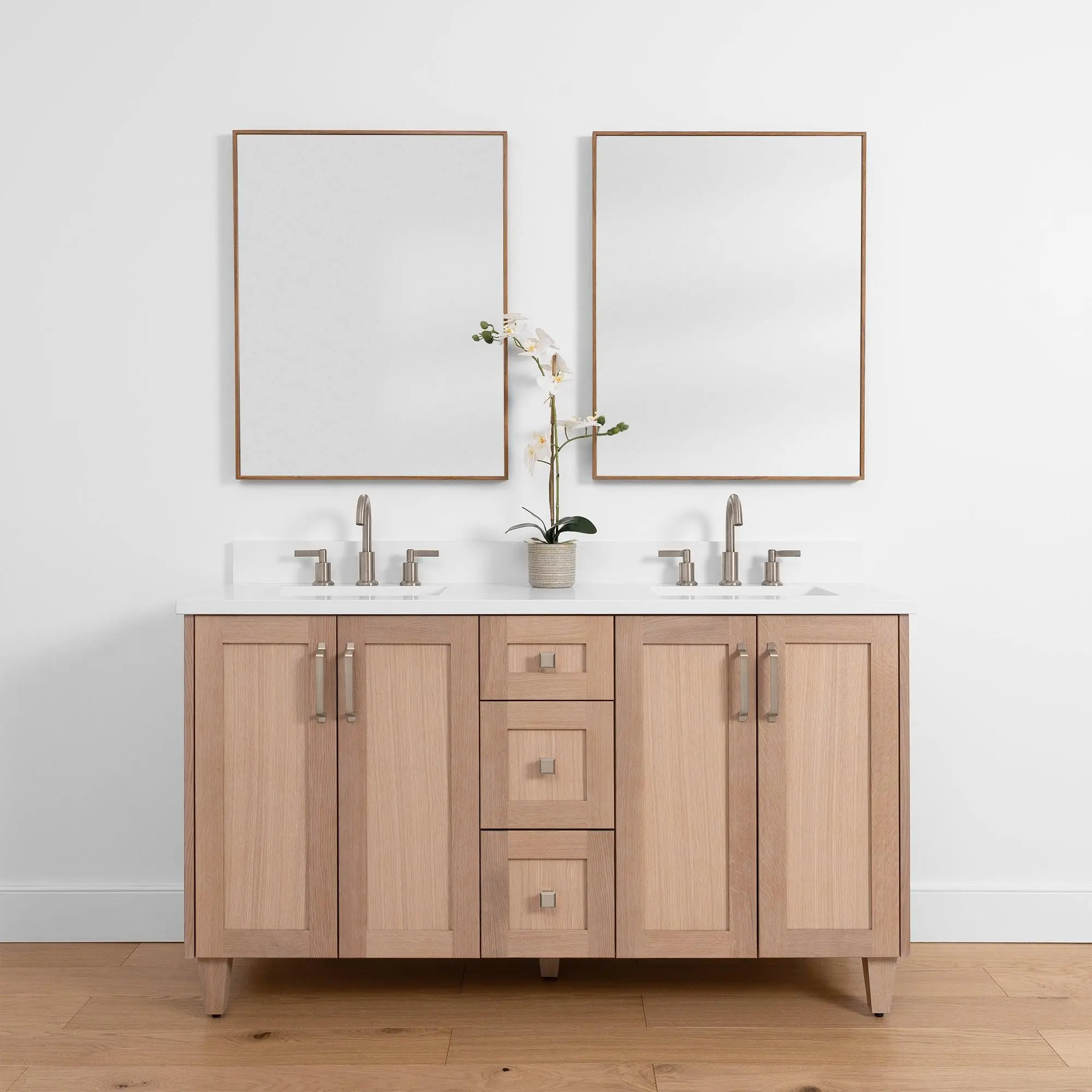 Bridgeport SLIM 60" White Oak Bathroom Vanity, Double Sink - Image 16