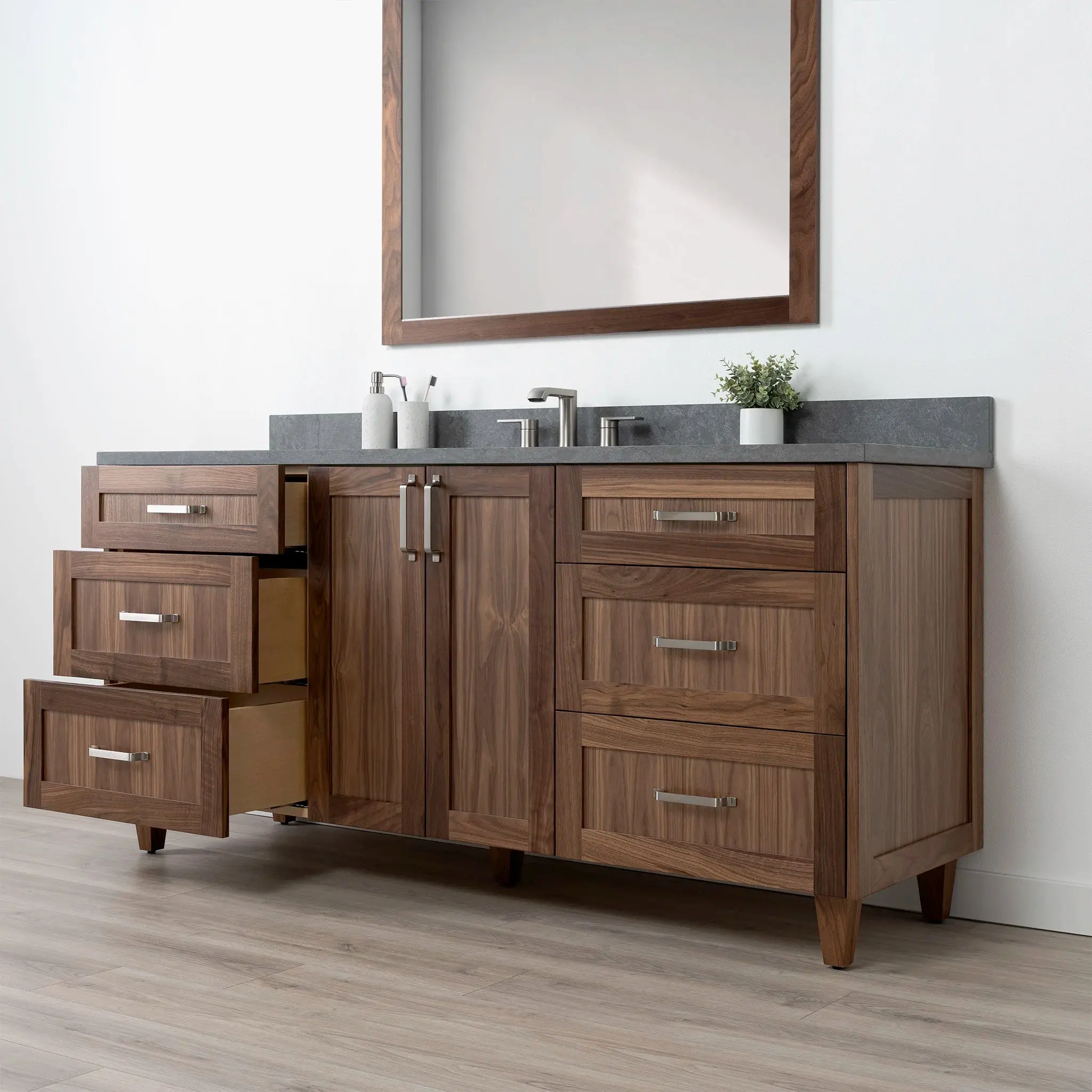 Bridgeport SLIM 72" American Black Walnut Bathroom Vanity - Image 6
