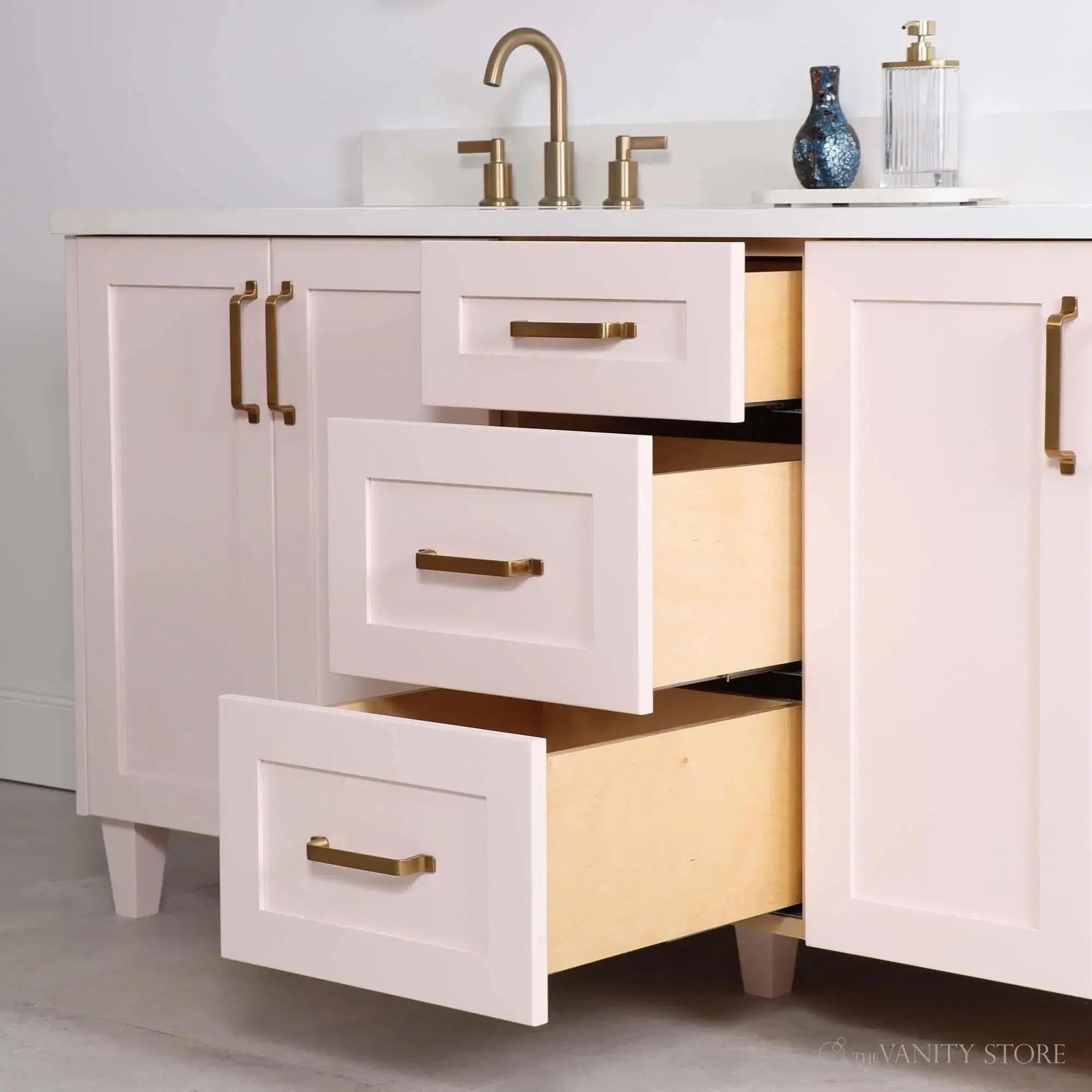 Bridgeport 72" Champagne Pink Bathroom Vanity, Double Sink - Image 6