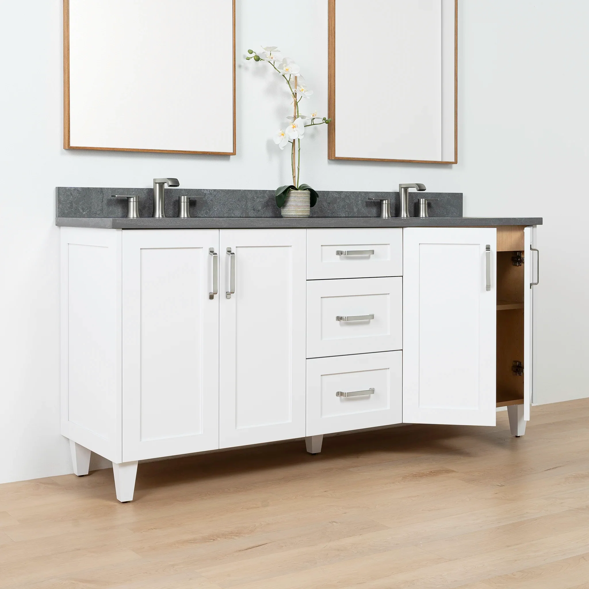 Bridgeport SLIM 72" Satin White Bathroom Vanity, Double Sink - Image 6