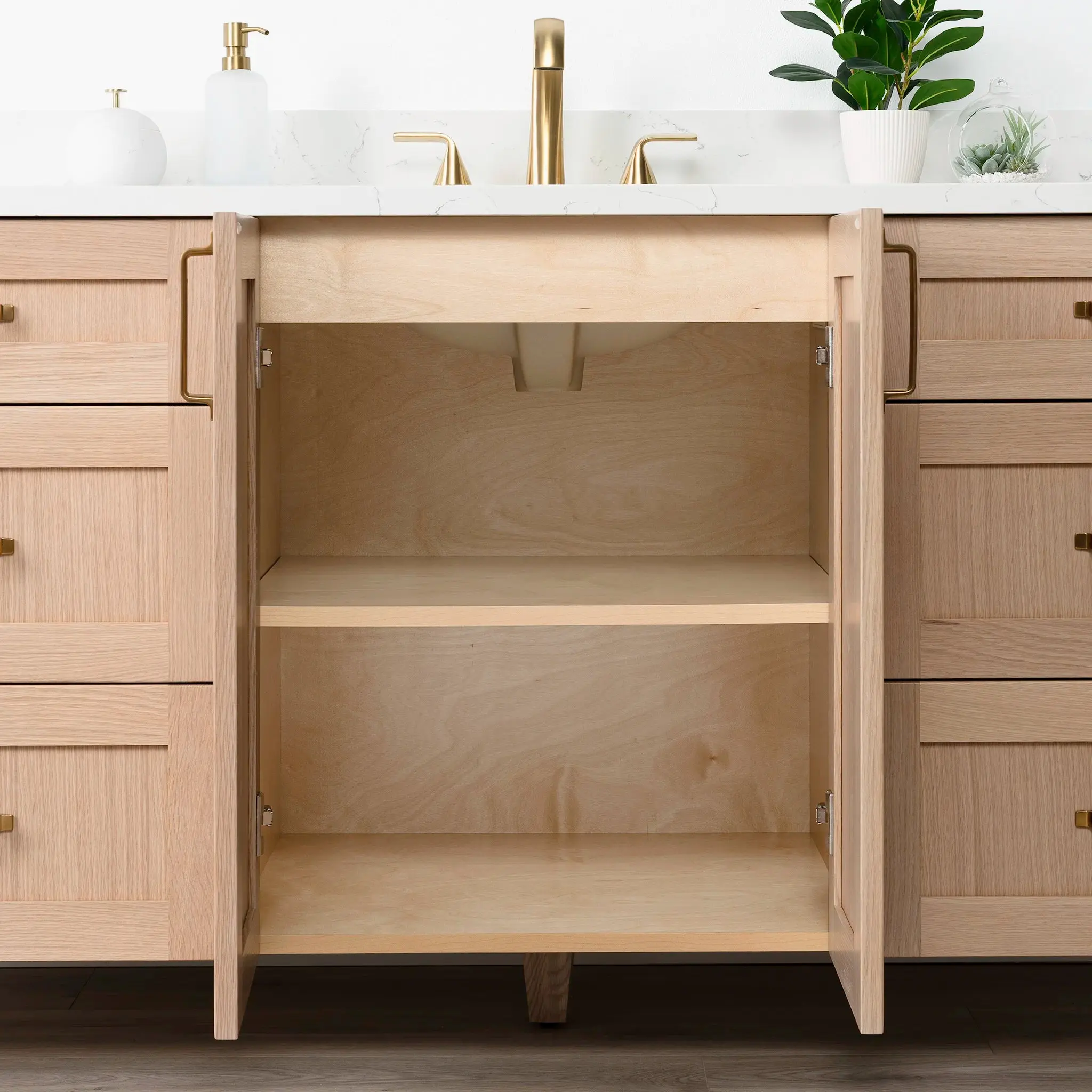 Bridgeport SLIM 72" White Oak Bathroom Vanity - Image 11
