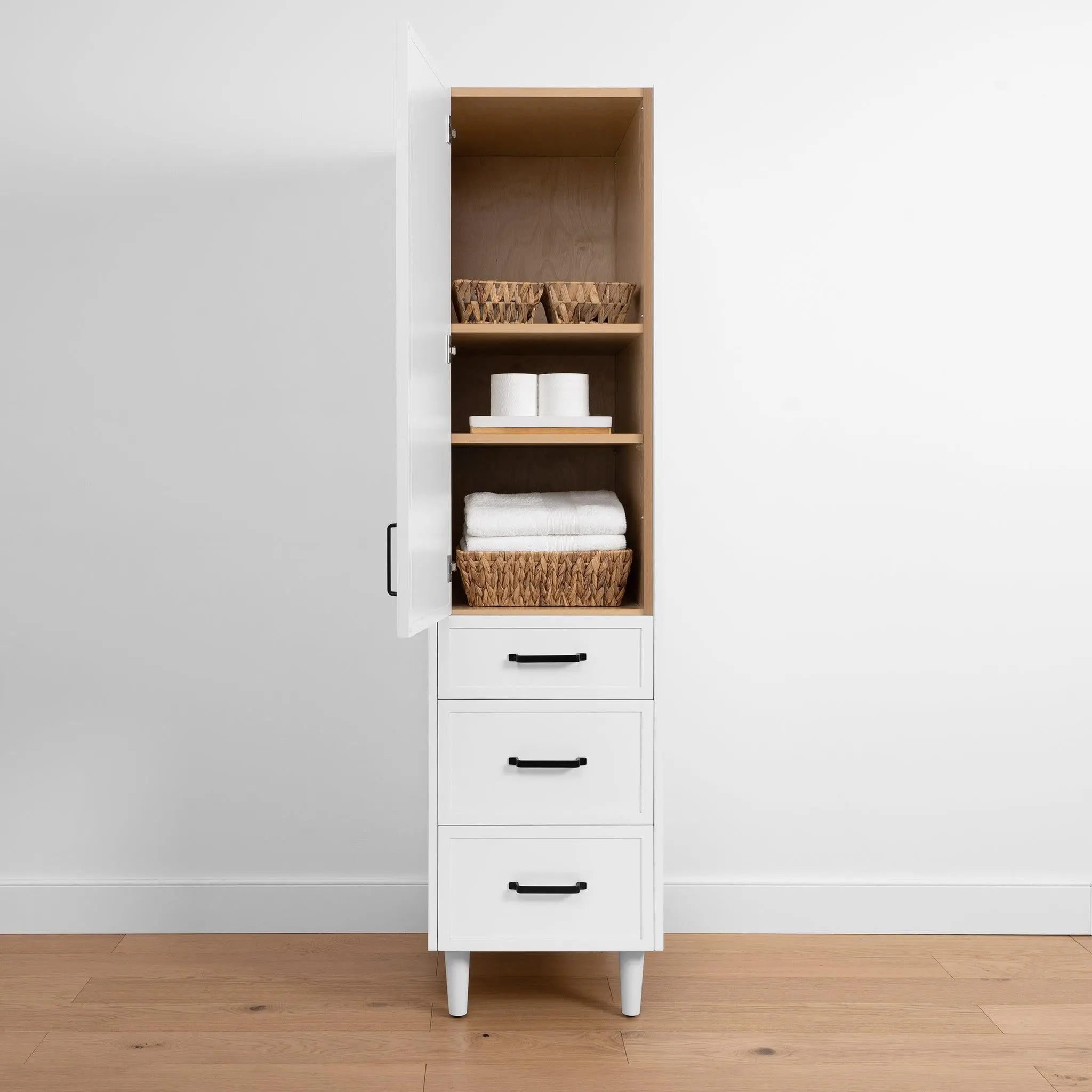 Cape Breton Satin White Linen Cabinet - Image 4