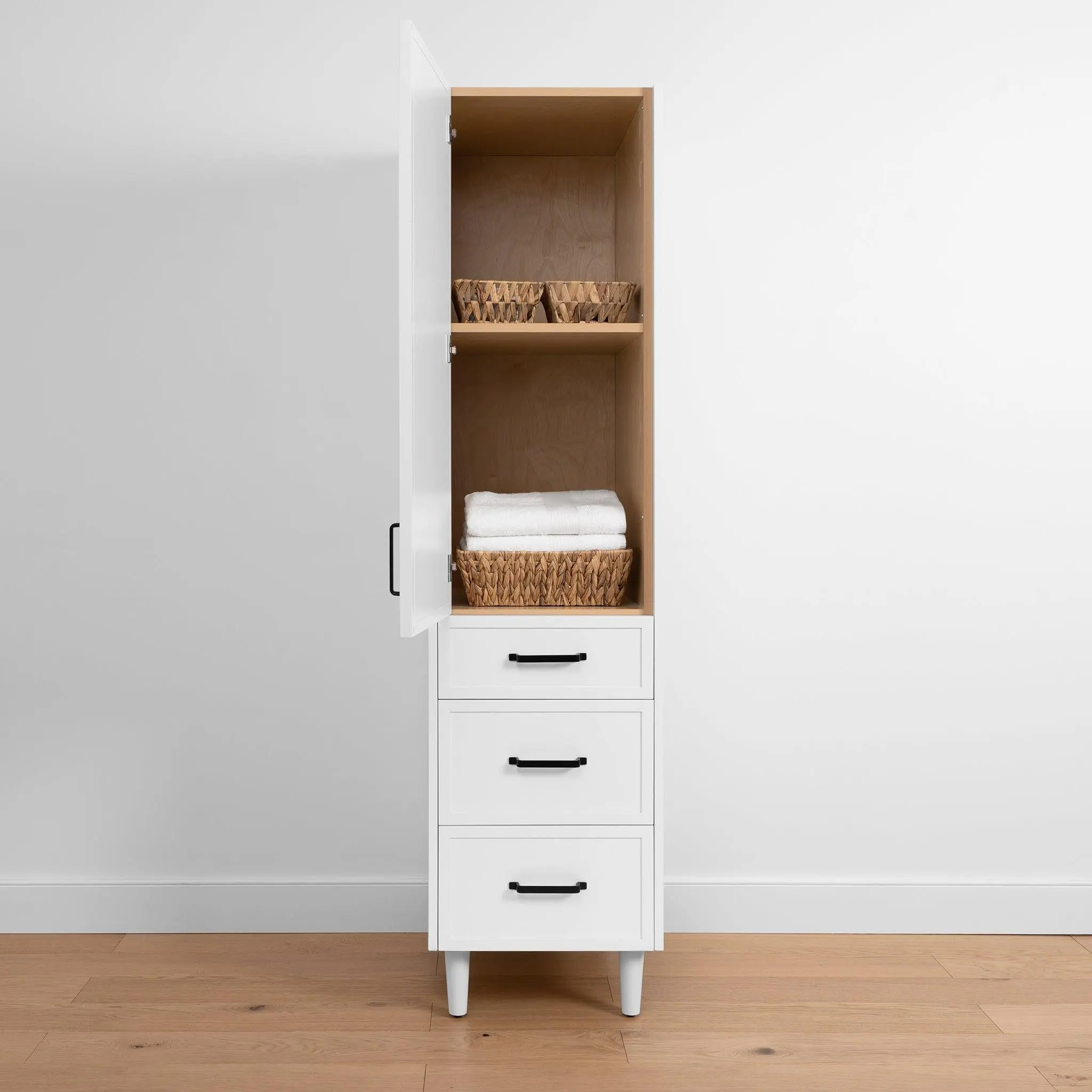 Cape Breton Satin White Linen Cabinet - Image 6