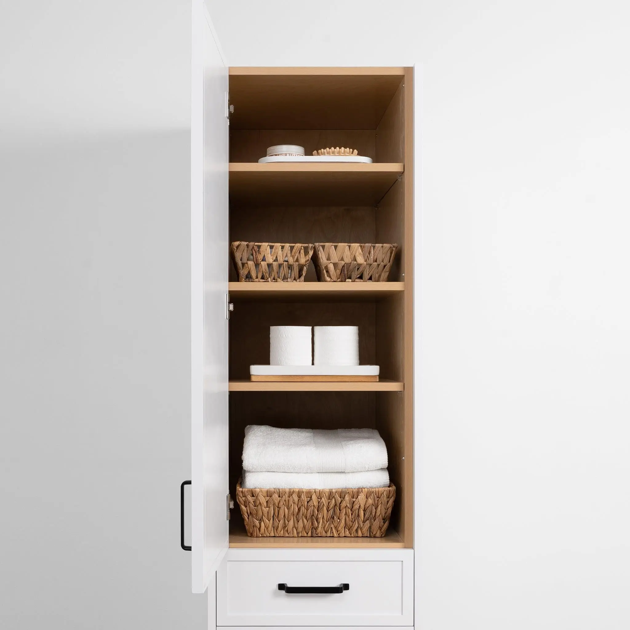 Cape Breton Satin White Linen Cabinet - Image 8