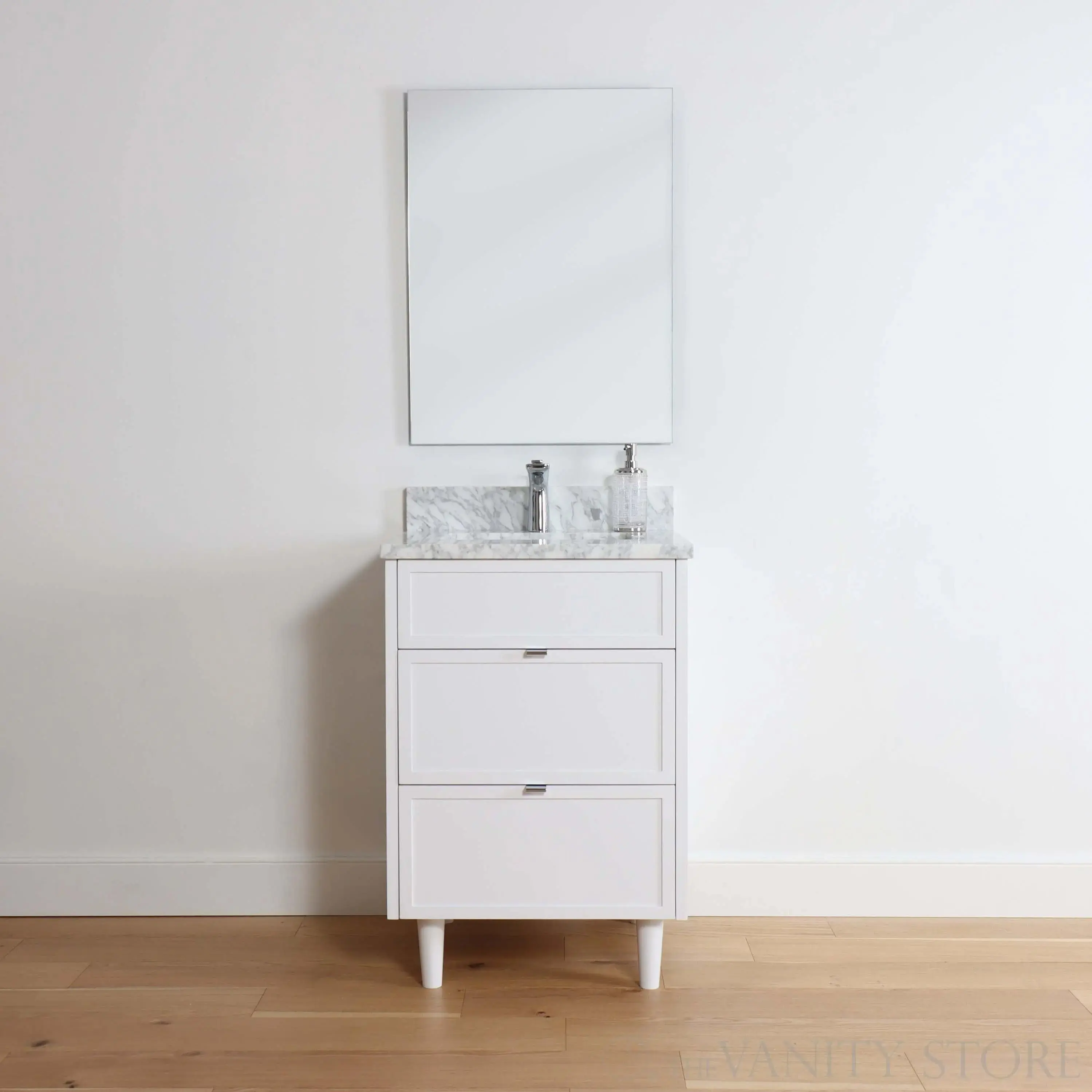 Cape Breton 24" Satin White Bathroom Vanity - All Drawers - Image 8