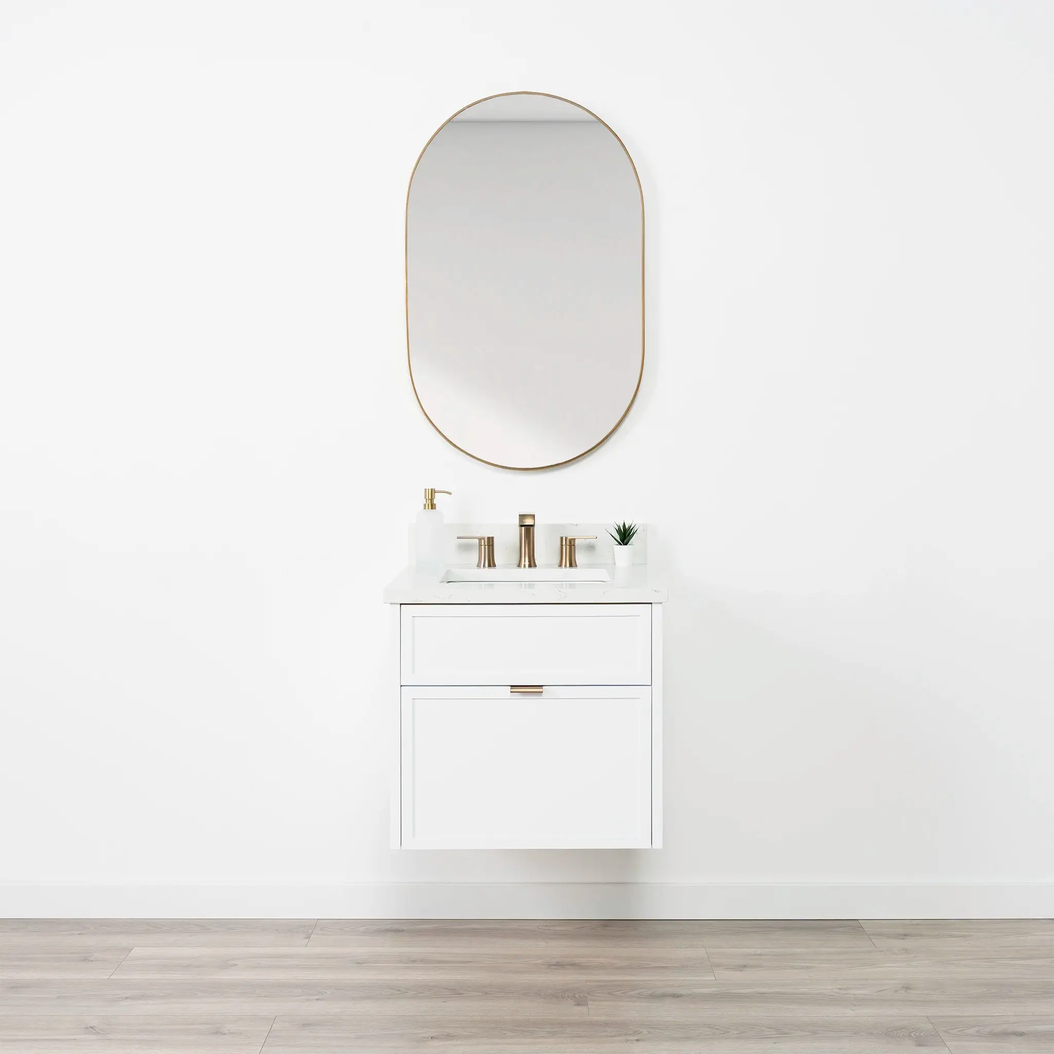 Cape Breton SLIM 24" Wall Mount Satin White Bathroom Vanity - All Drawers - Image 2