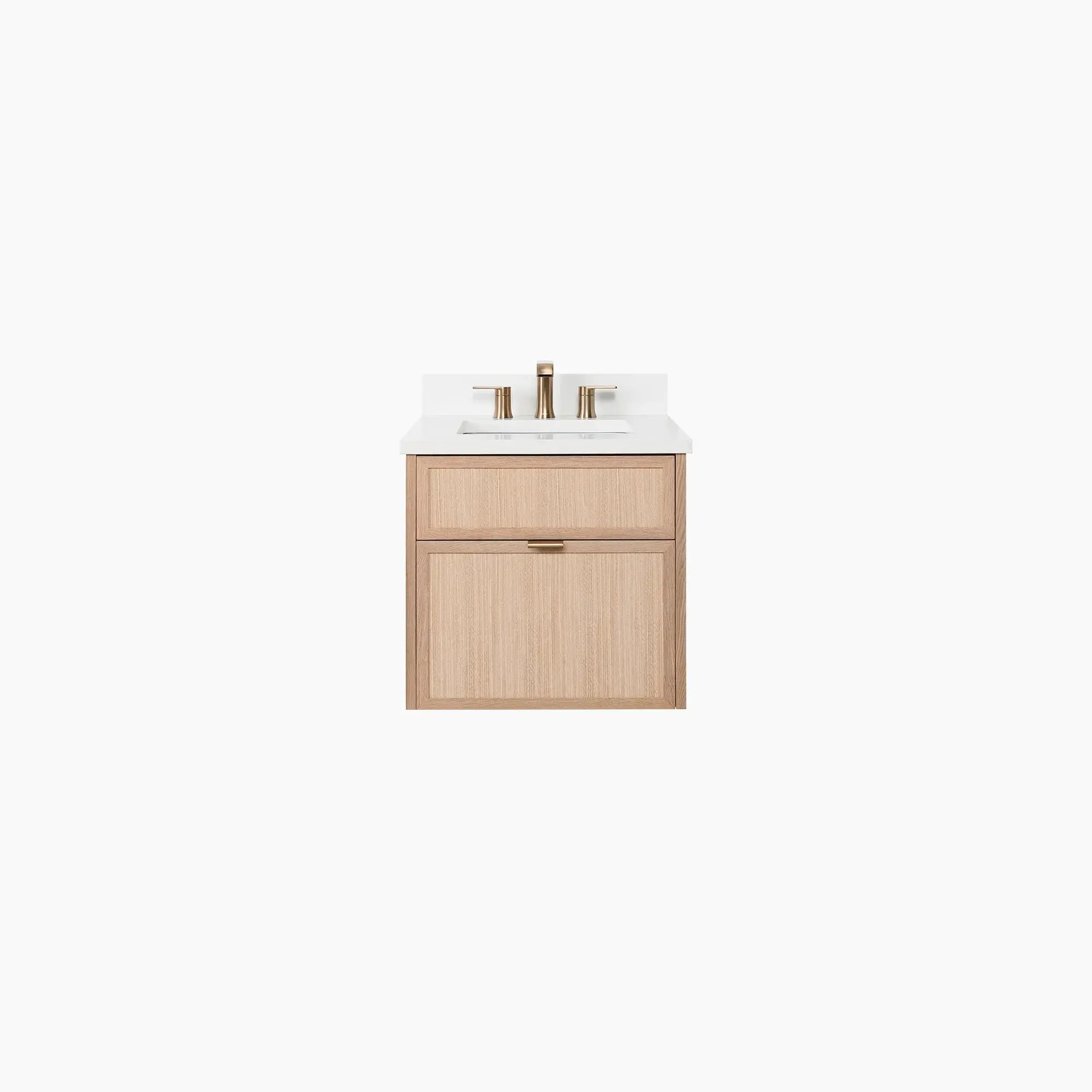 Cape Breton 24" Wall Mount White Oak Bathroom Vanity - All Drawers