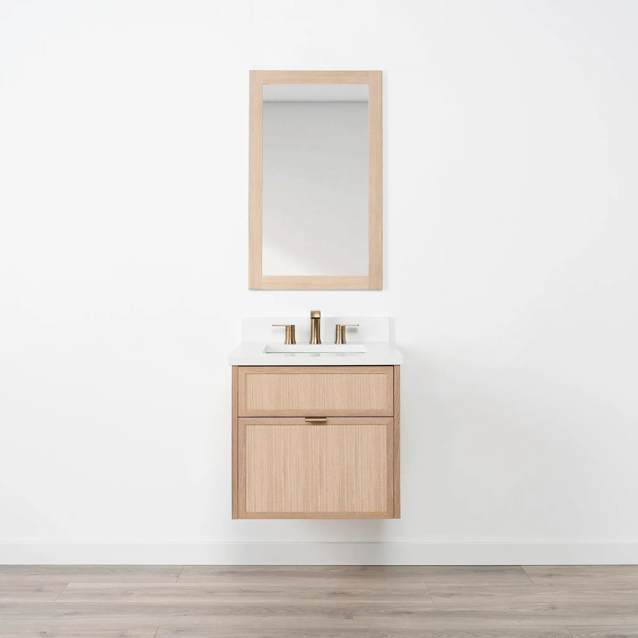 Cape Breton 24" Wall Mount White Oak Bathroom Vanity - All Drawers - Image 19