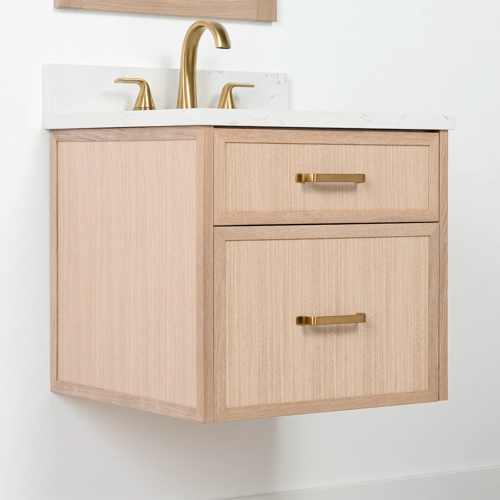 Cape Breton 24" Wall Mount White Oak Bathroom Vanity - All Drawers - Image 4