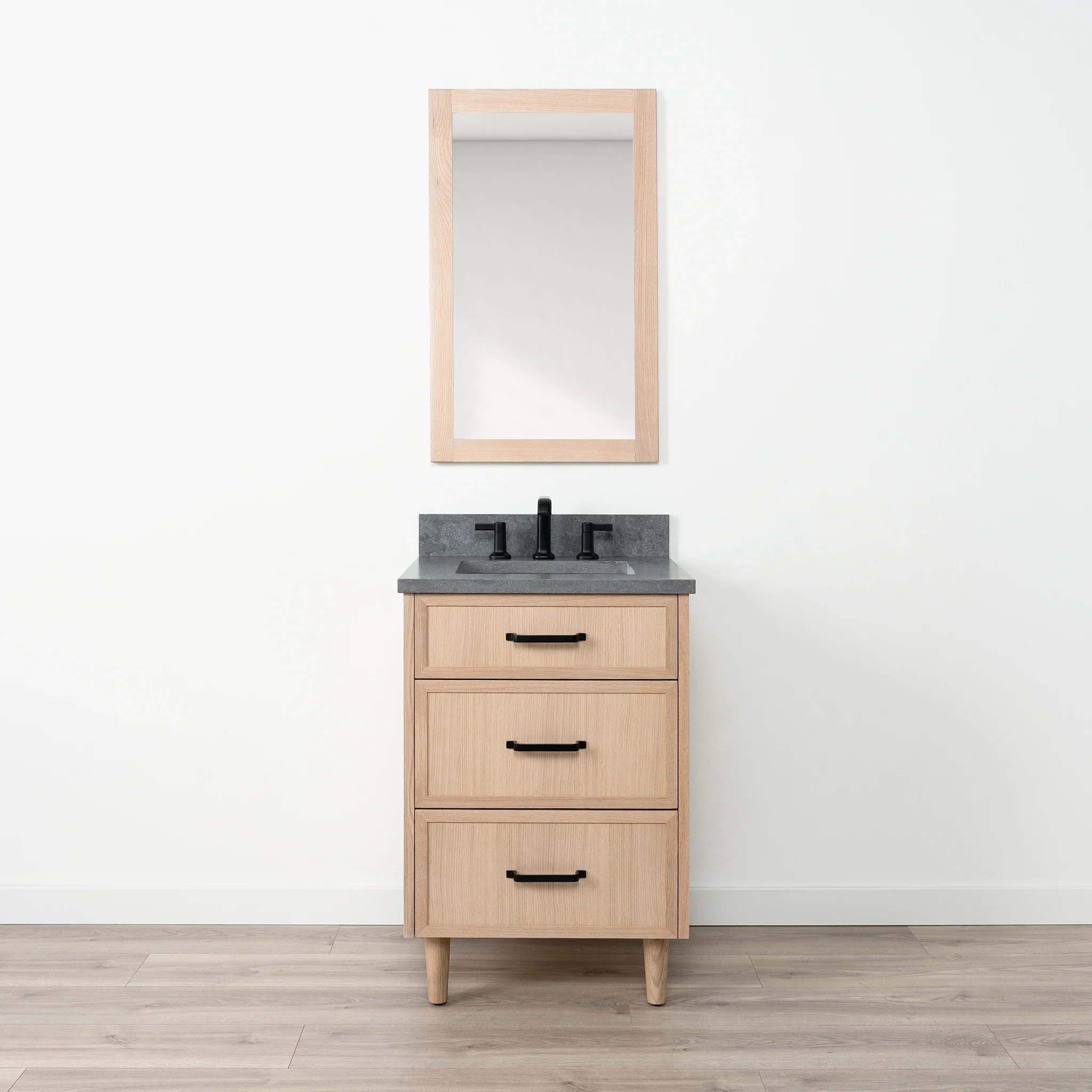 Cape Breton SLIM 24" White Oak Bathroom Vanity - All Drawers - Image 11
