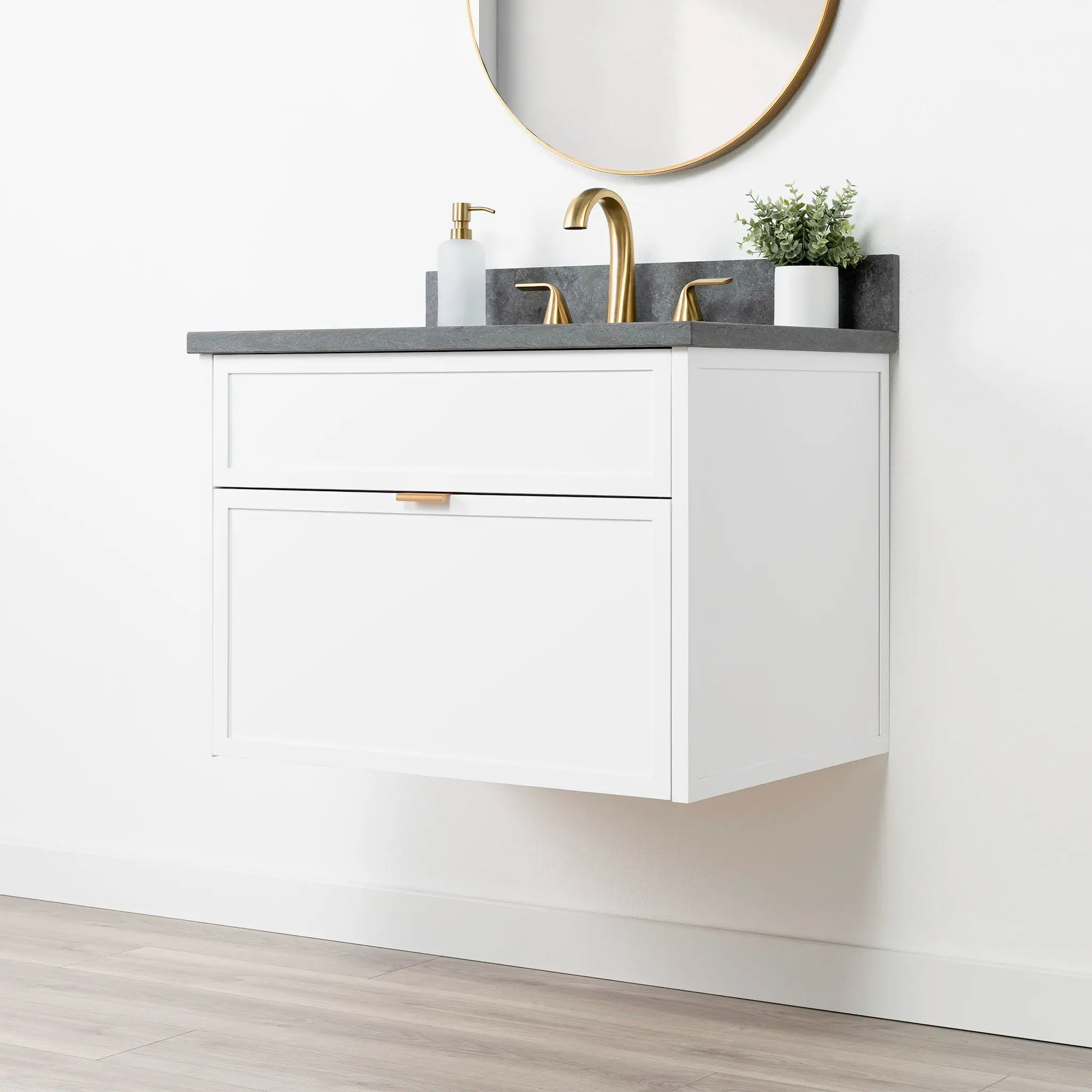 Cape Breton SLIM 30" Wall Mount Satin White Bathroom Vanity - All Drawers - Image 6