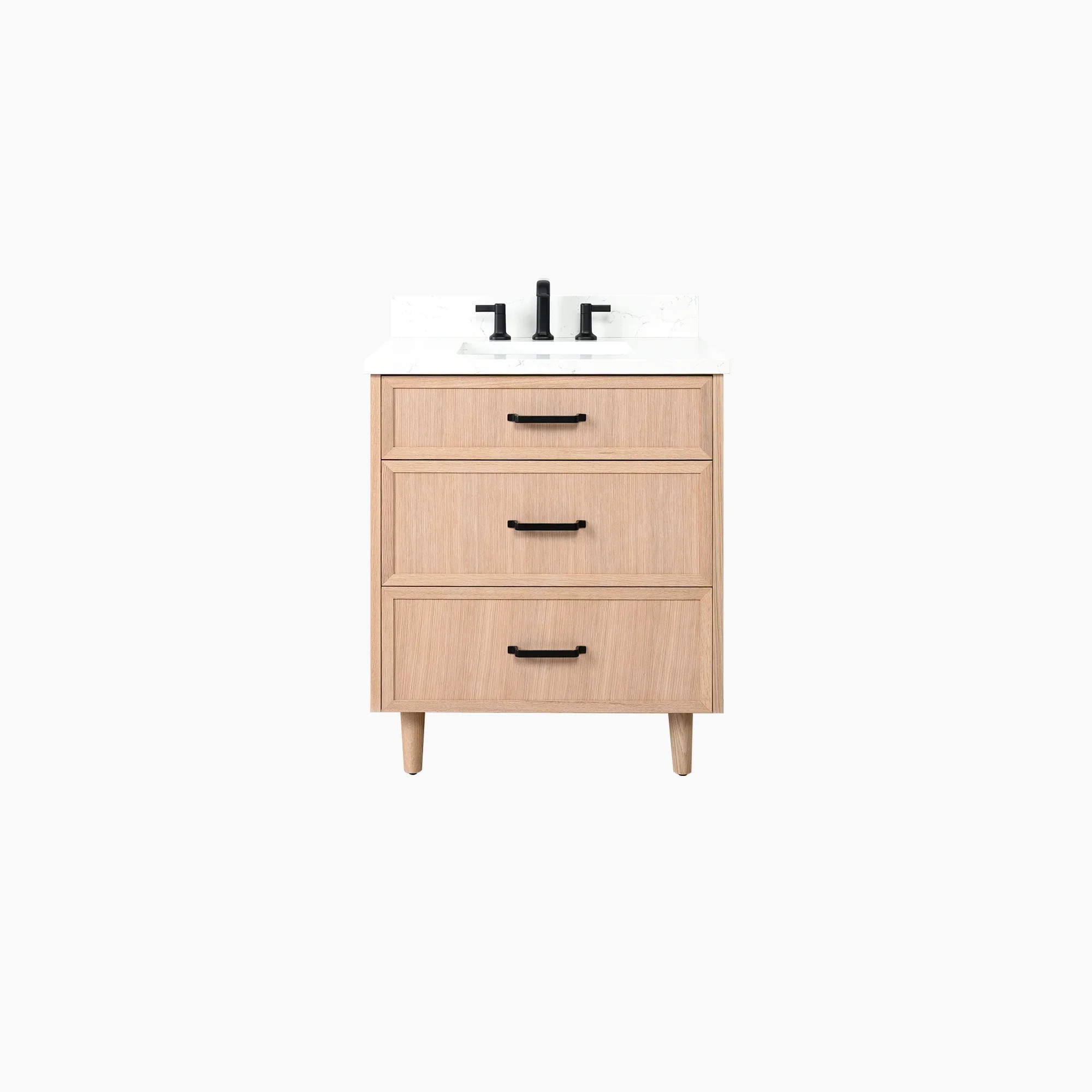 Cape Breton SLIM 30" White Oak Bathroom Vanity - All Drawers