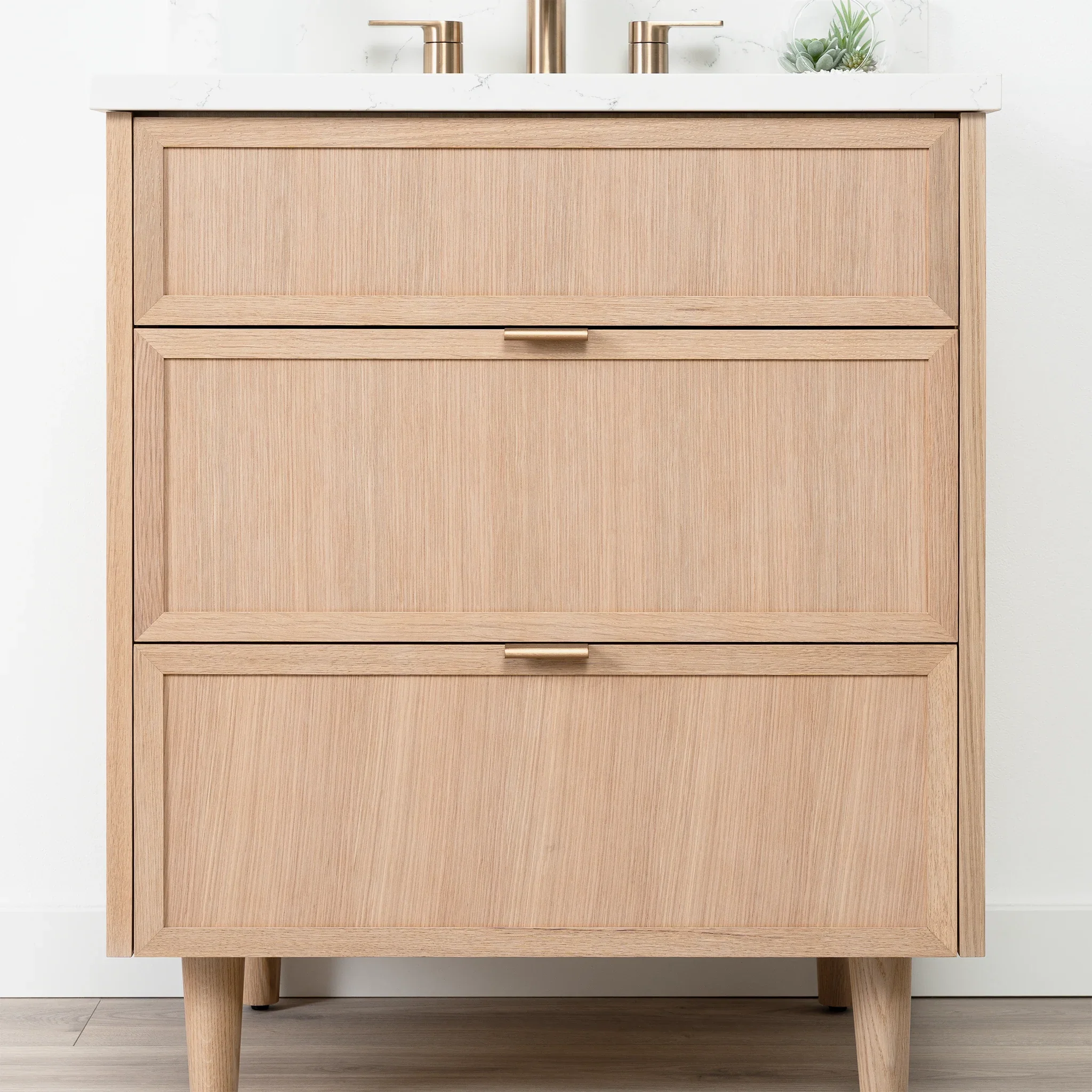 Cape Breton SLIM 30" White Oak Bathroom Vanity - All Drawers - Image 10