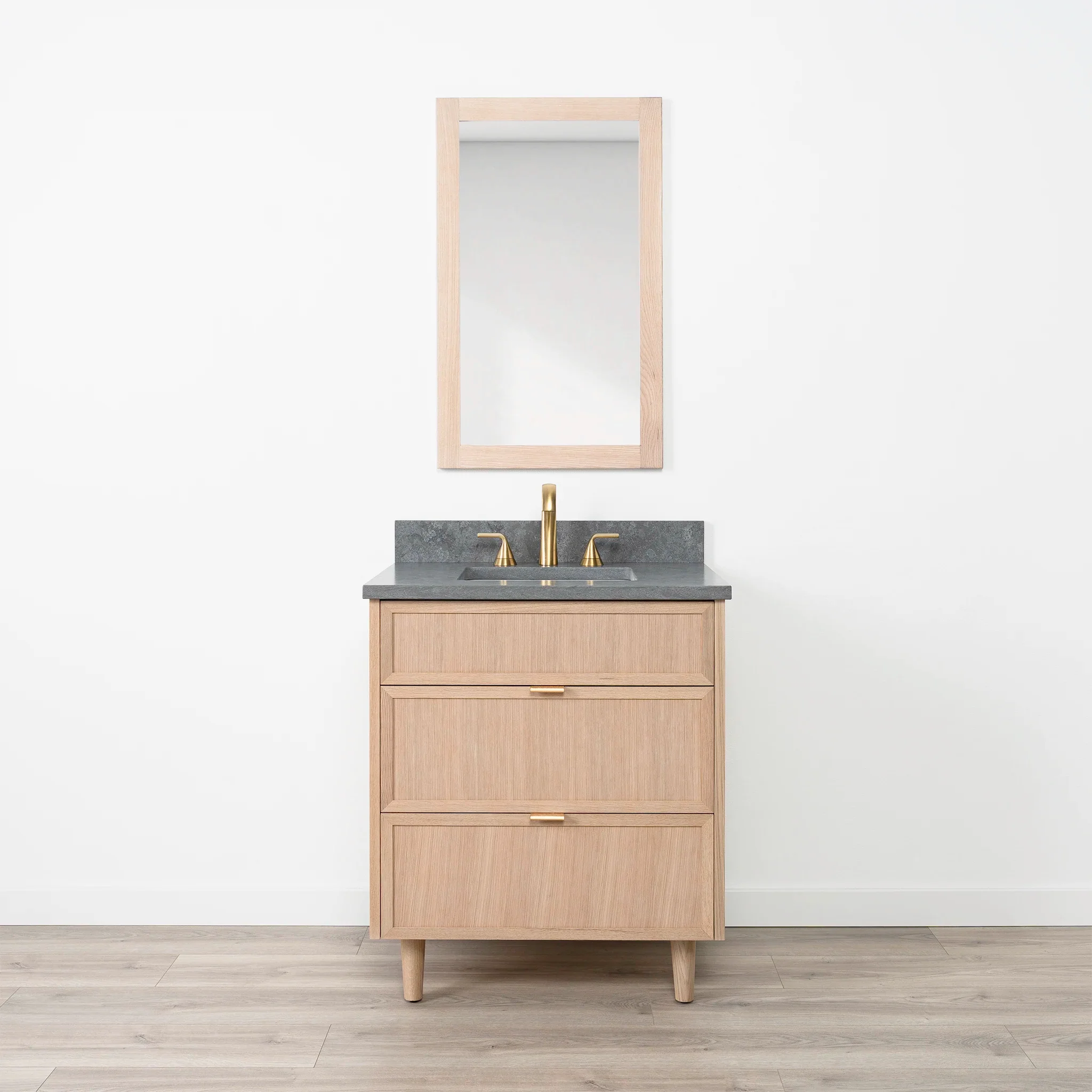 Cape Breton SLIM 30" White Oak Bathroom Vanity - All Drawers - Image 11
