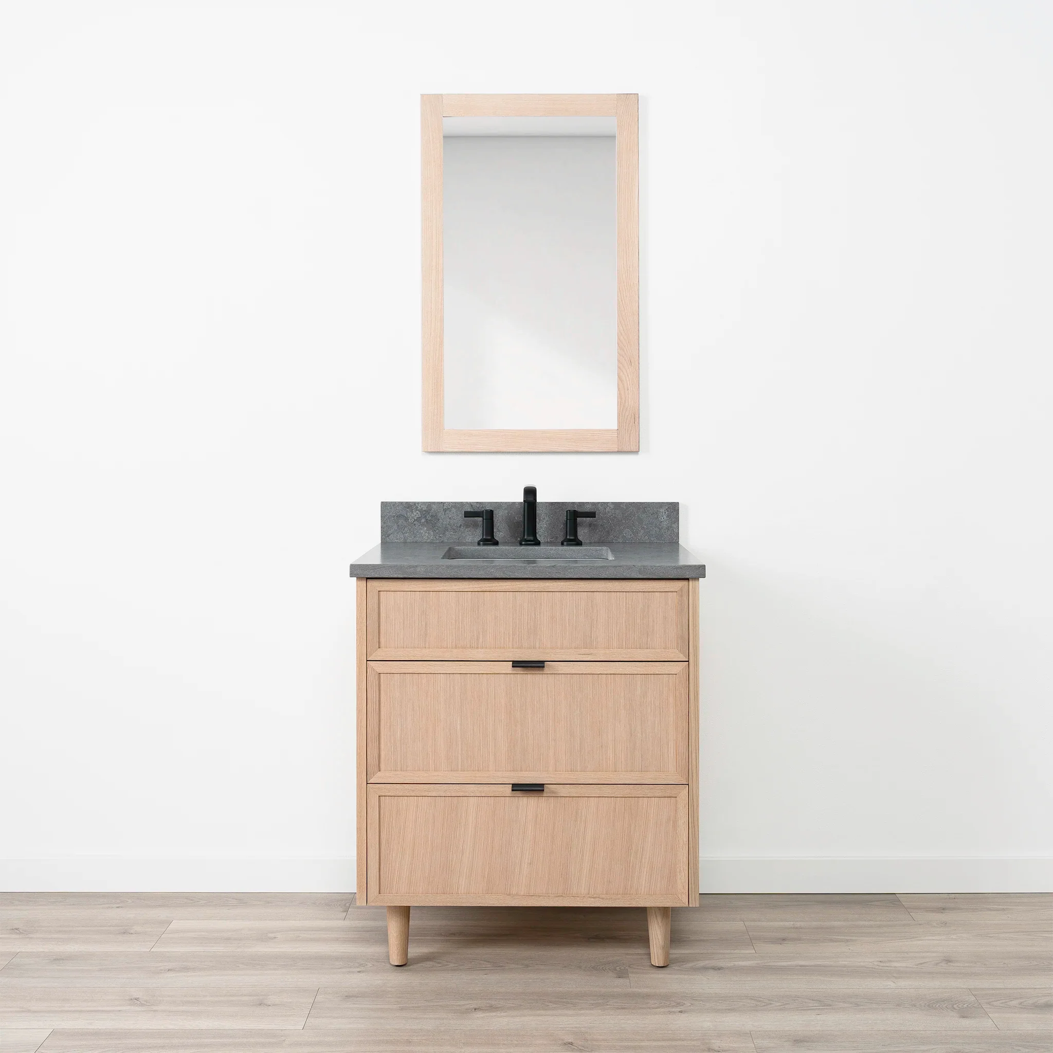 Cape Breton SLIM 30" White Oak Bathroom Vanity - All Drawers - Image 13
