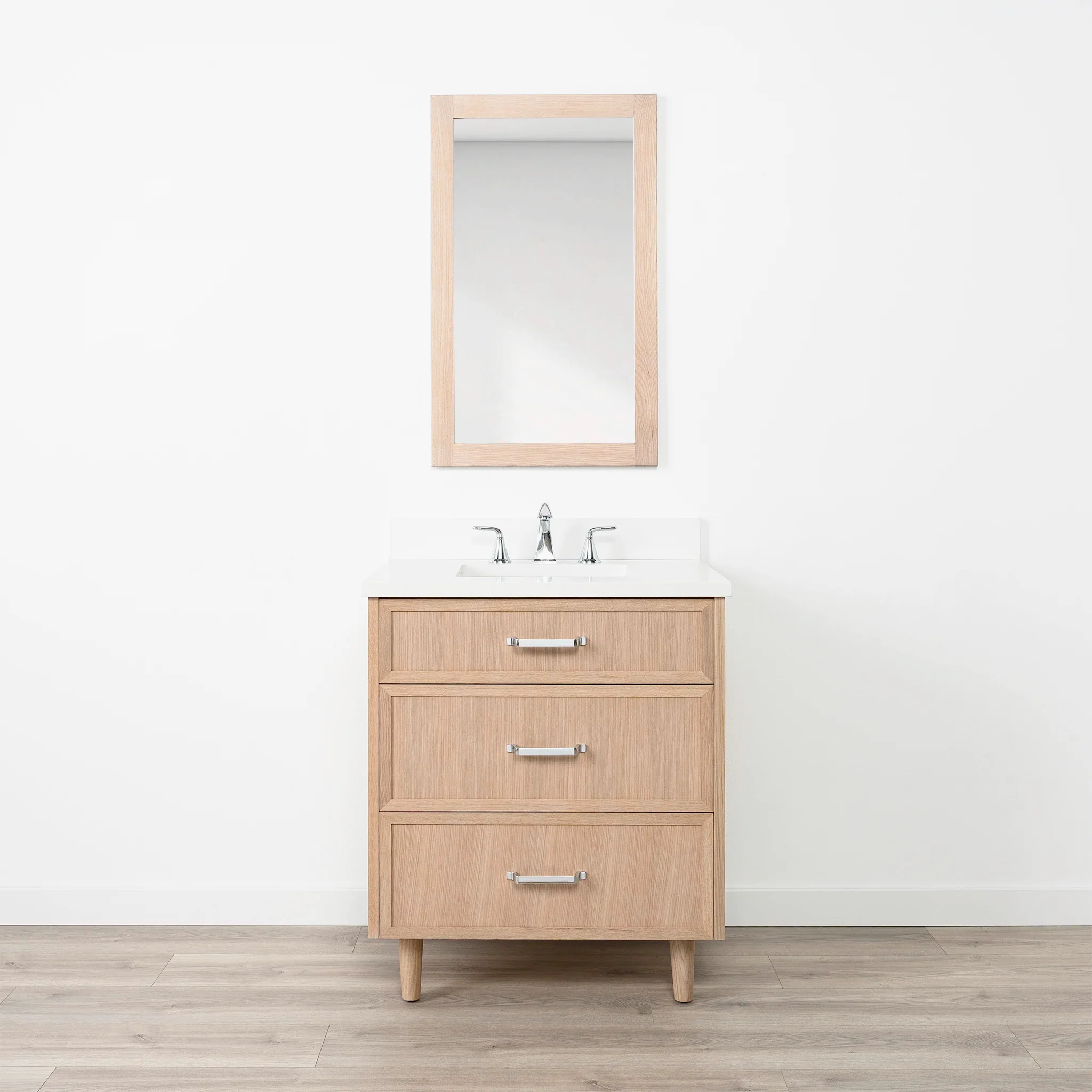 Cape Breton SLIM 30" White Oak Bathroom Vanity - All Drawers - Image 14