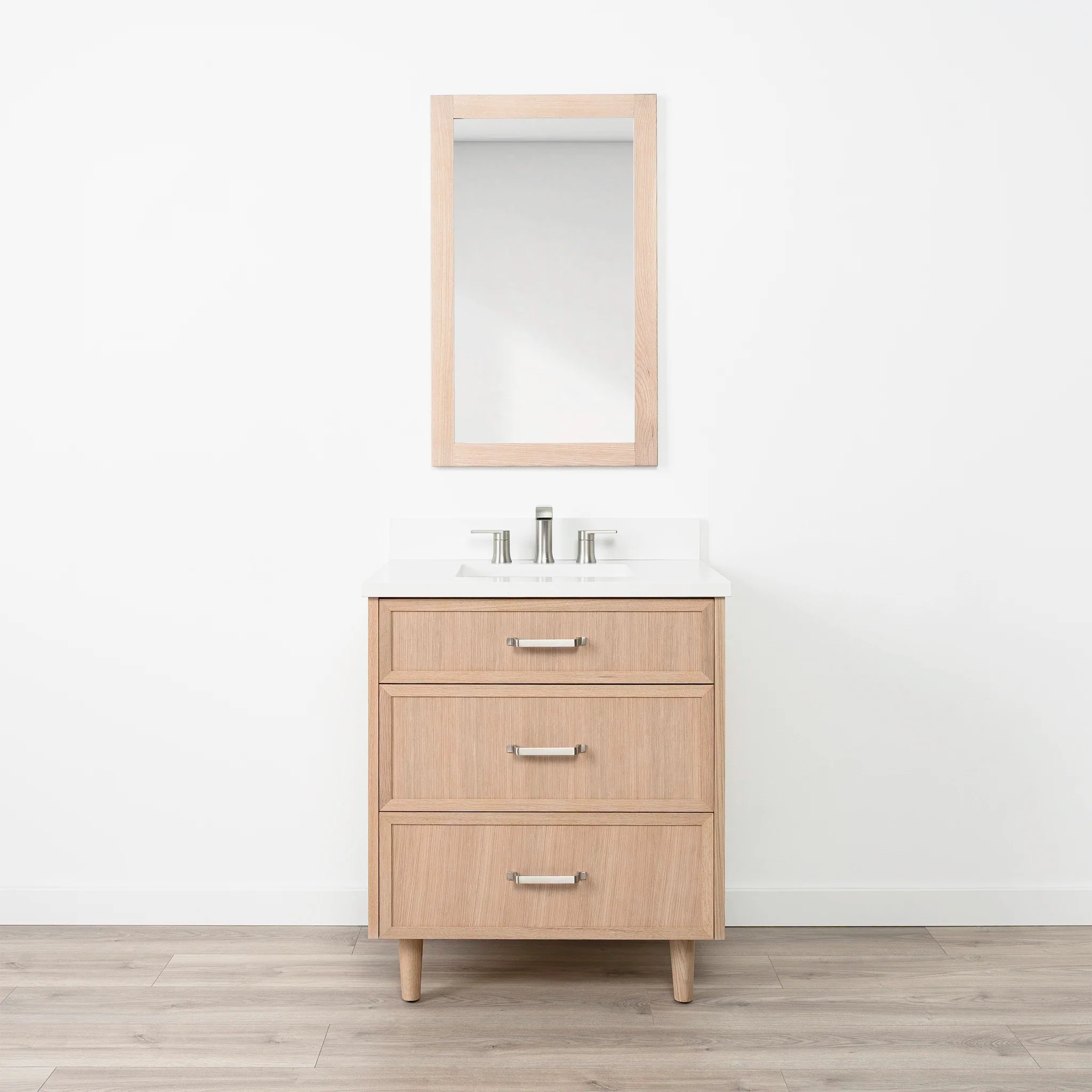 Cape Breton SLIM 30" White Oak Bathroom Vanity - All Drawers - Image 15