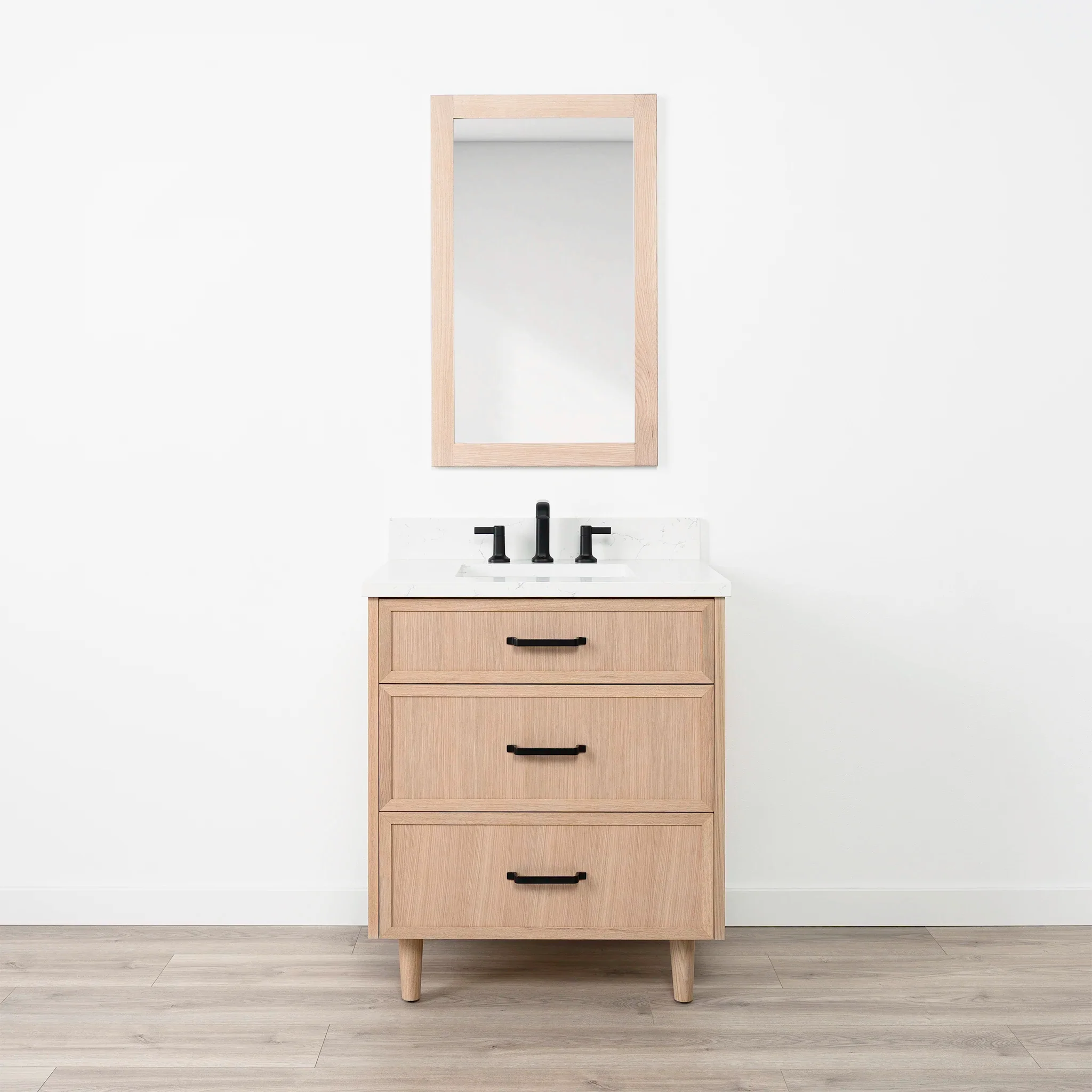 Cape Breton SLIM 30" White Oak Bathroom Vanity - All Drawers - Image 16