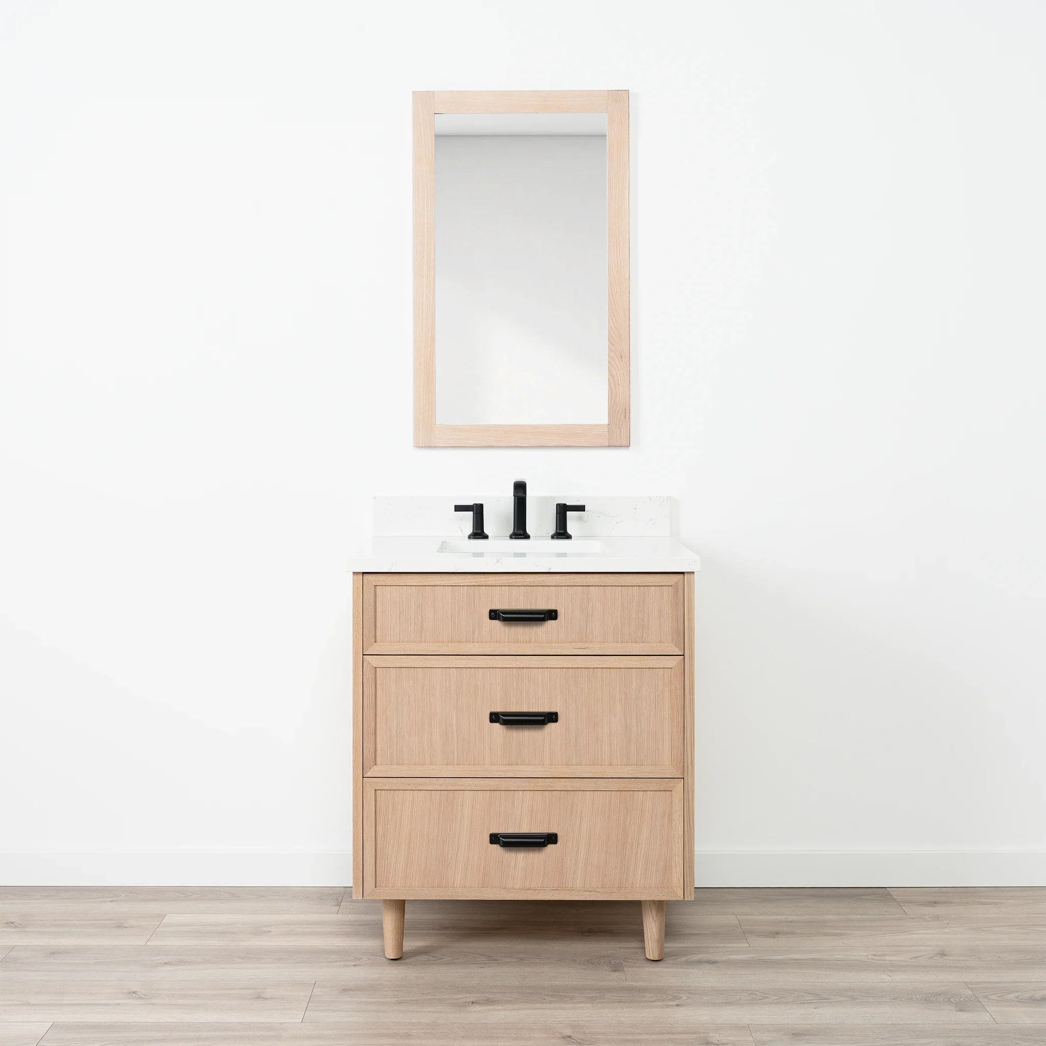 Cape Breton SLIM 30" White Oak Bathroom Vanity - All Drawers - Image 17