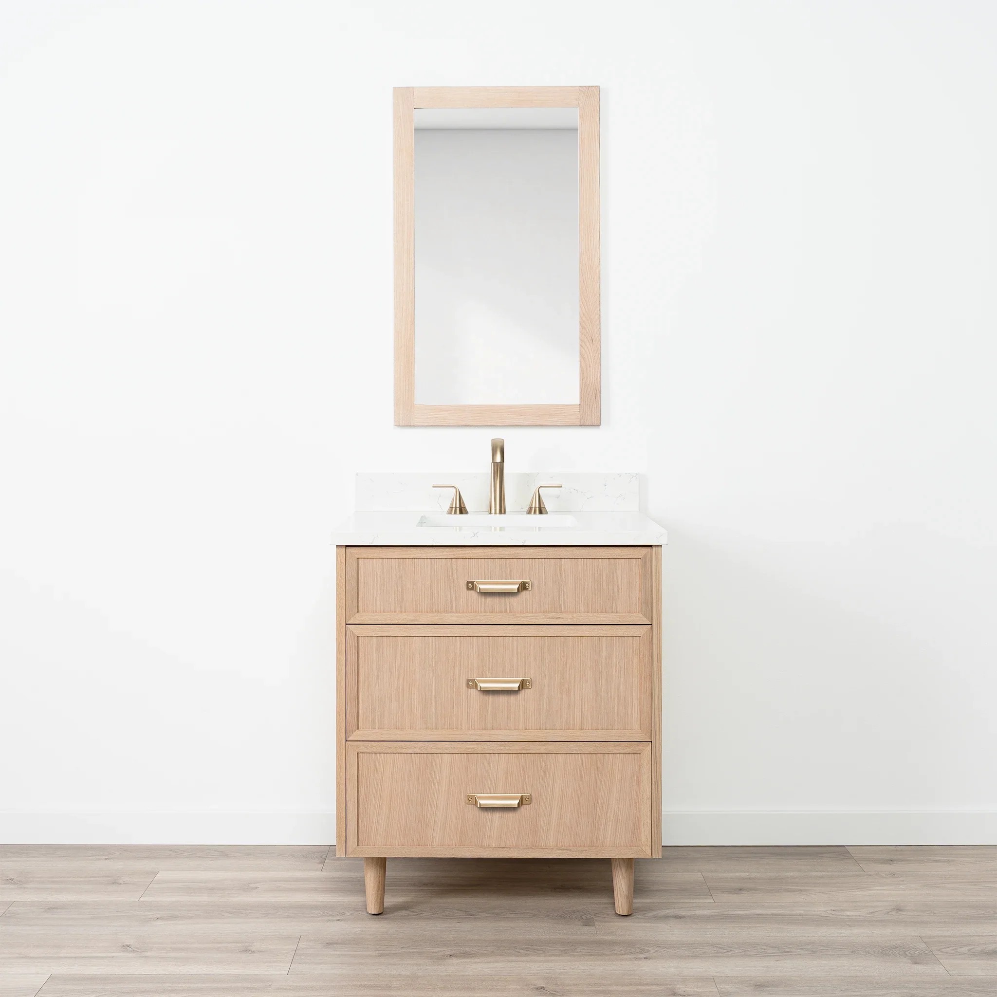 Cape Breton SLIM 30" White Oak Bathroom Vanity - All Drawers - Image 18