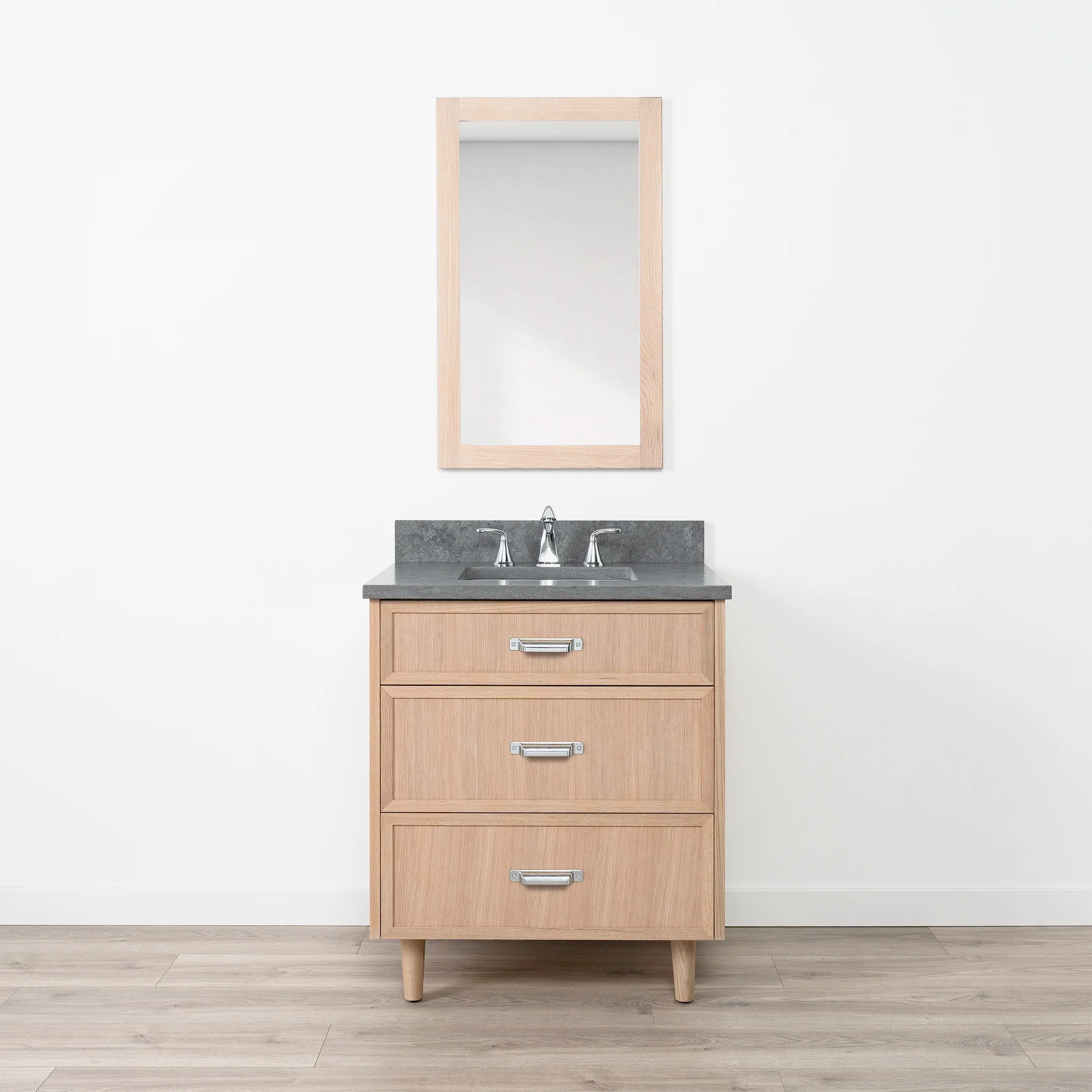 Cape Breton SLIM 30" White Oak Bathroom Vanity - All Drawers - Image 19