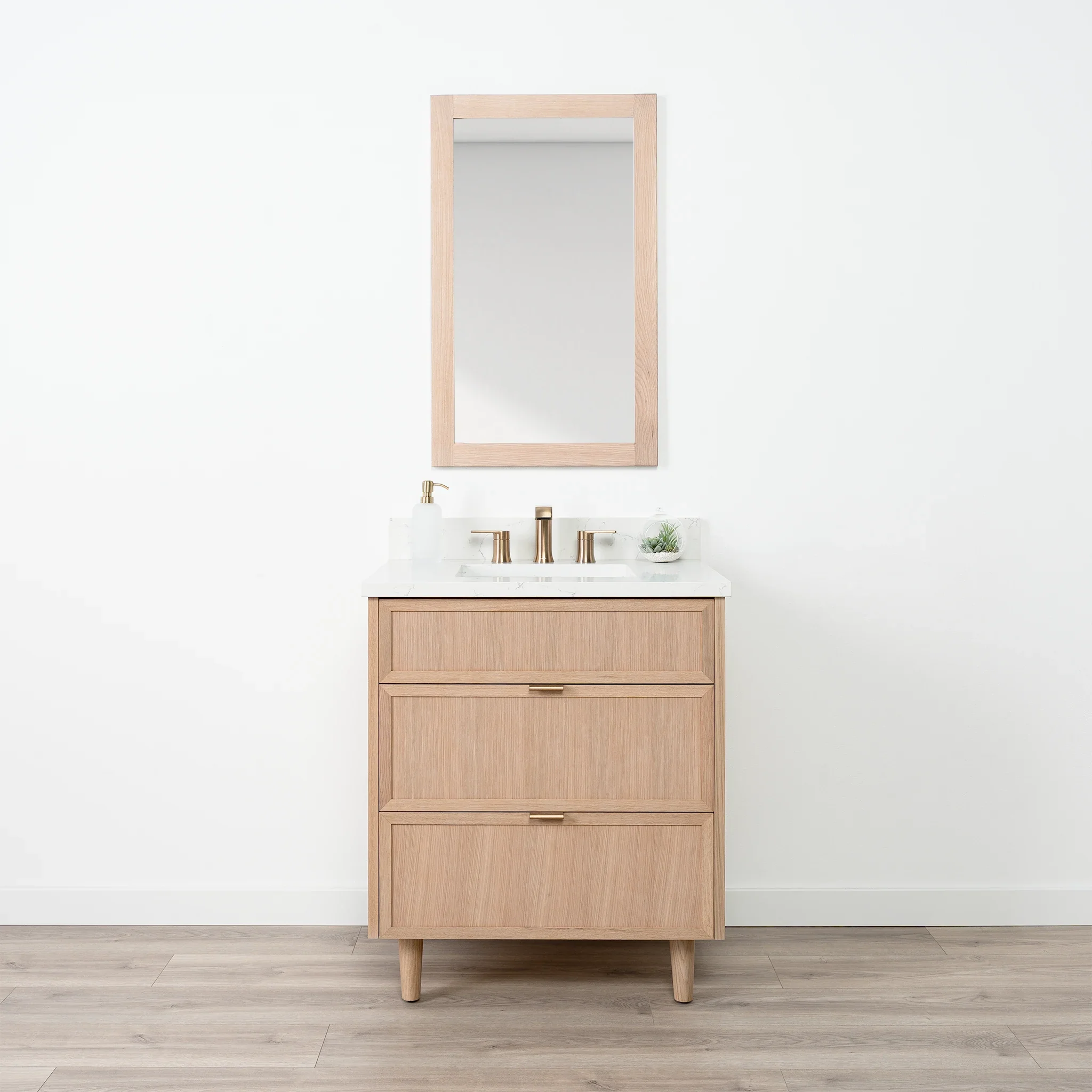 Cape Breton SLIM 30" White Oak Bathroom Vanity - All Drawers - Image 2
