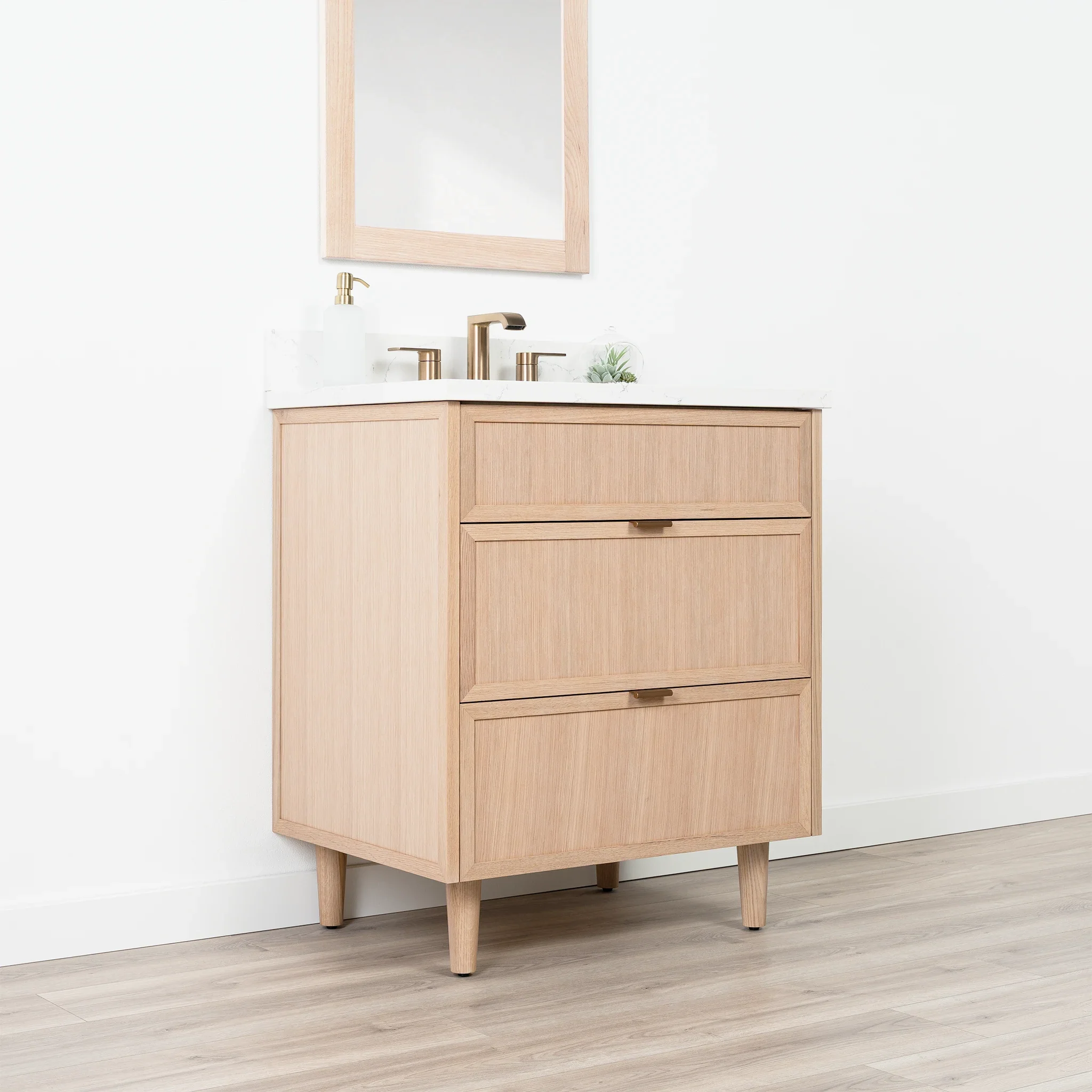Cape Breton SLIM 30" White Oak Bathroom Vanity - All Drawers - Image 6