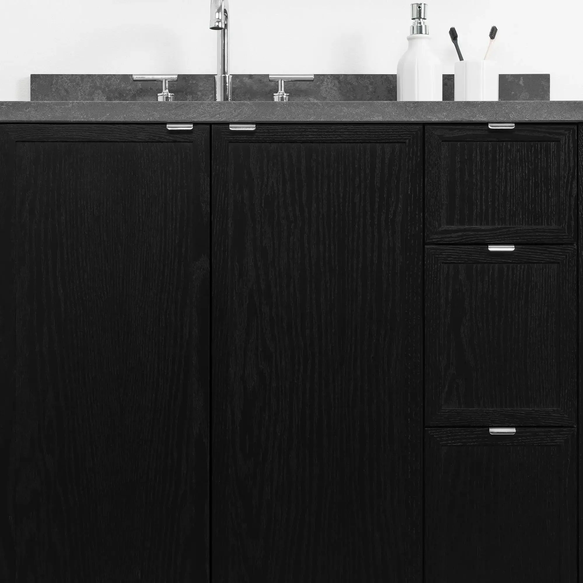 Cape Breton 36" Blackened Oak Bathroom Vanity, Left Sink - Image 11