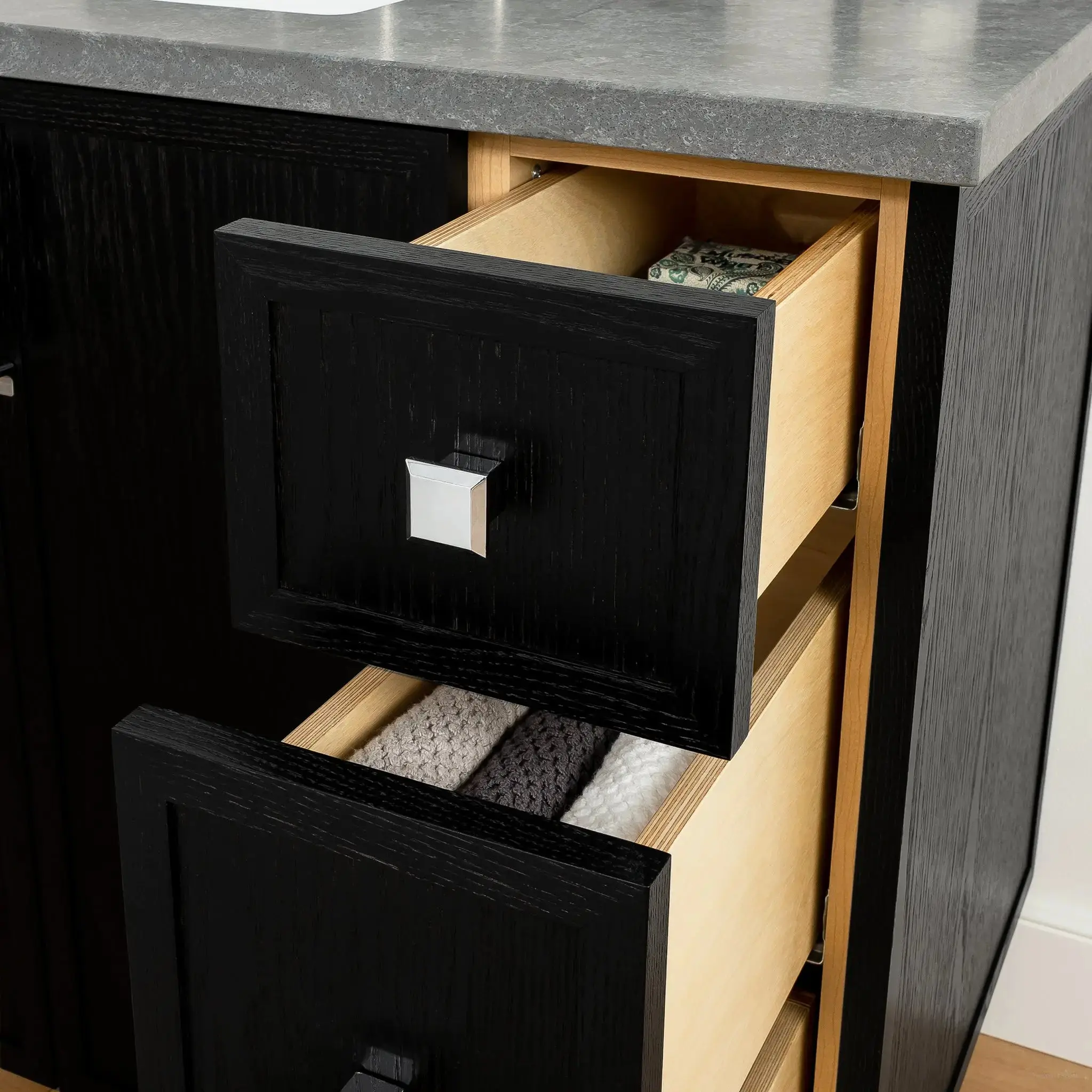 Cape Breton 36" Blackened Oak Bathroom Vanity, Left Sink - Image 12