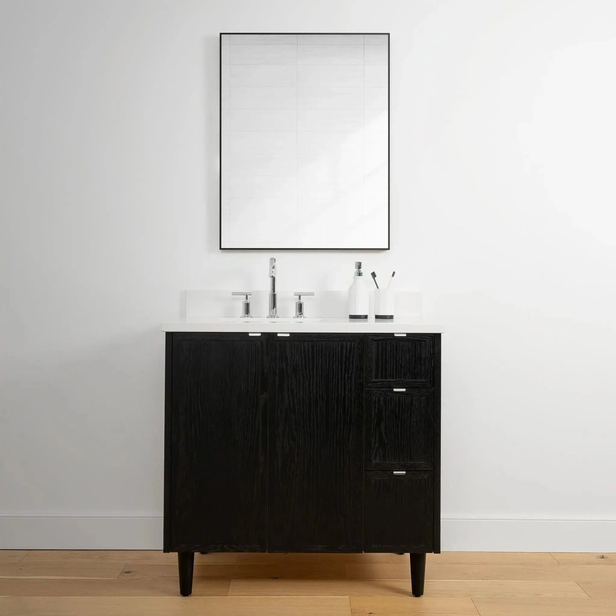 Cape Breton 36" Blackened Oak Bathroom Vanity, Left Sink - Image 13