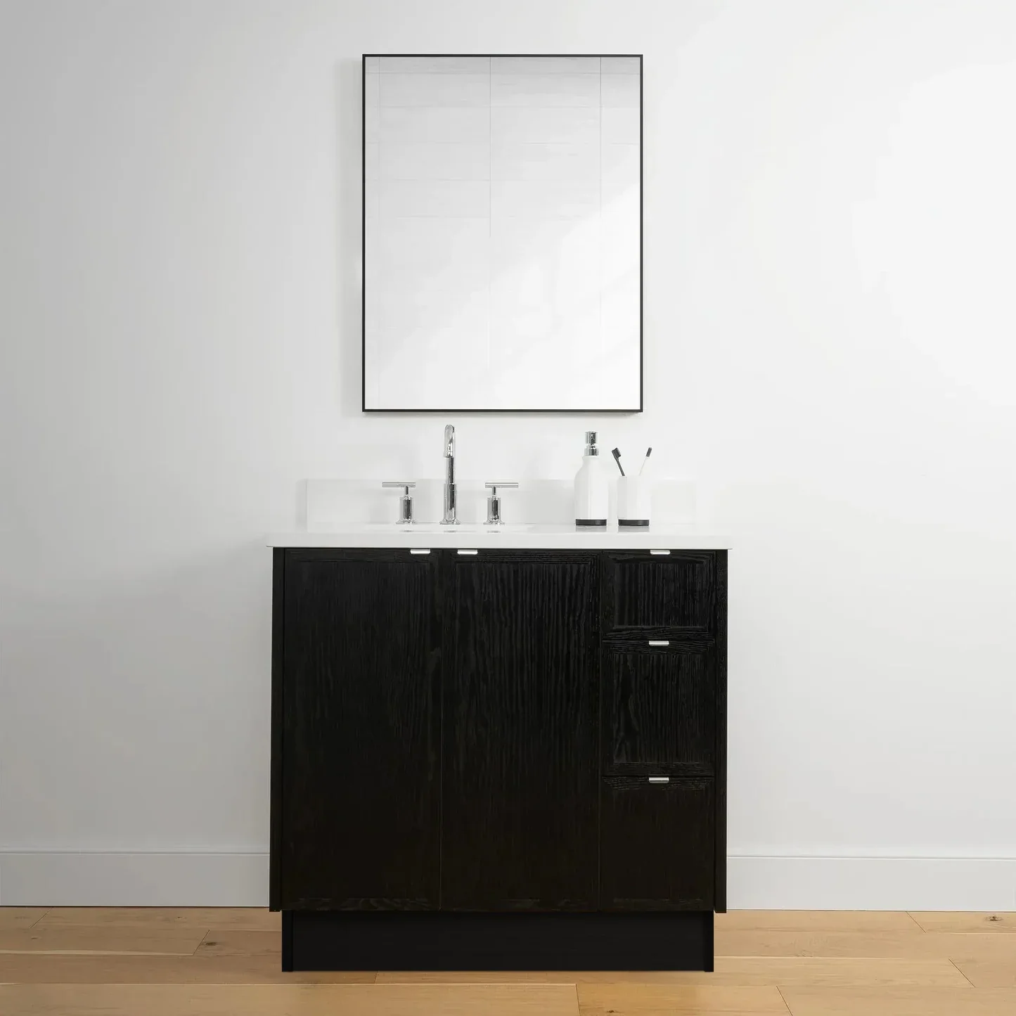 Cape Breton 36" Blackened Oak Bathroom Vanity, Left Sink - Image 18