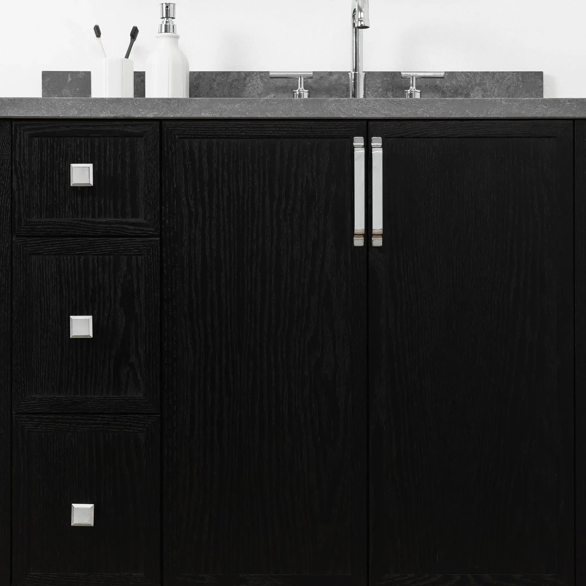 Cape Breton 36" Blackened Oak Bathroom Vanity, Right Sink - Image 4