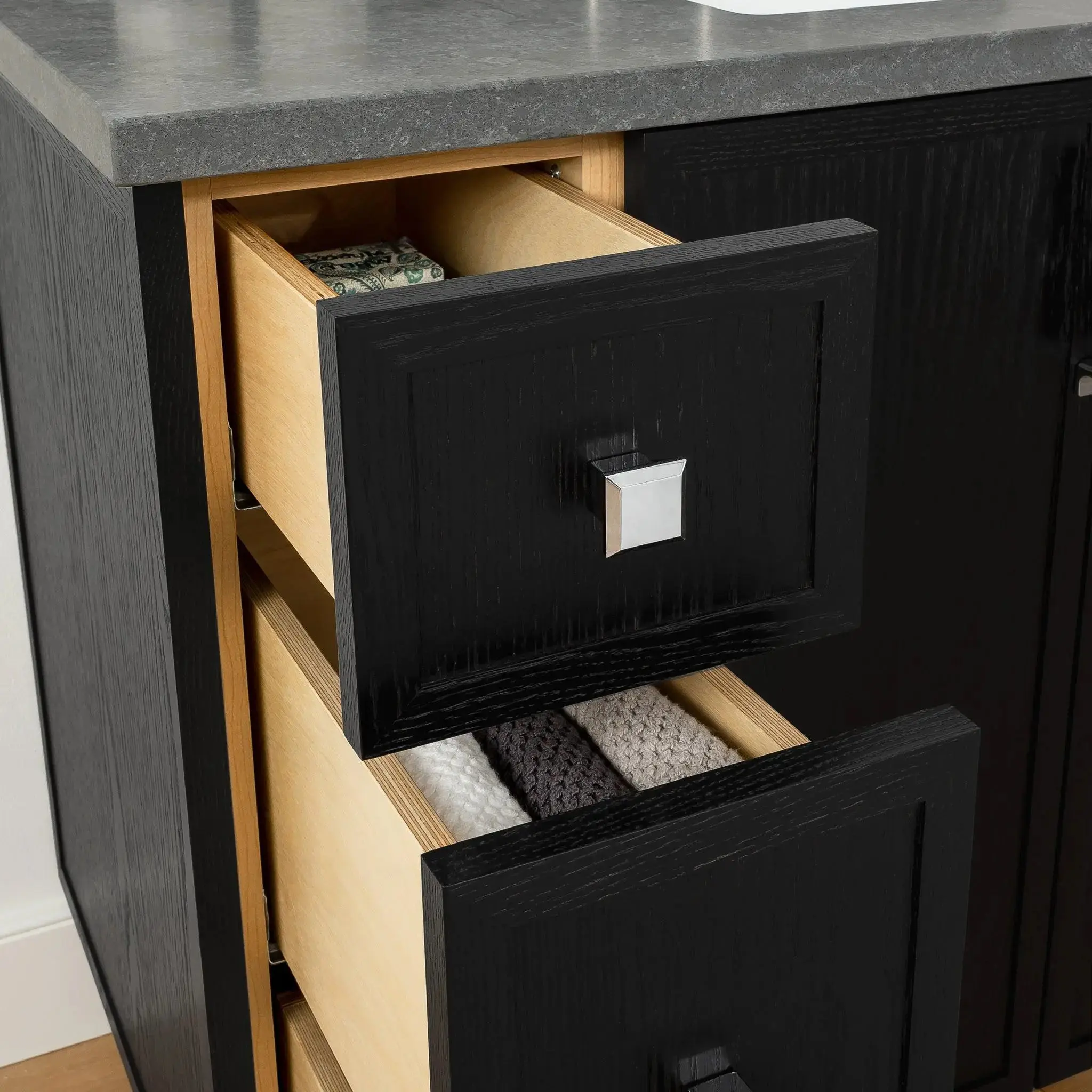 Cape Breton 36" Blackened Oak Bathroom Vanity, Right Sink - Image 9
