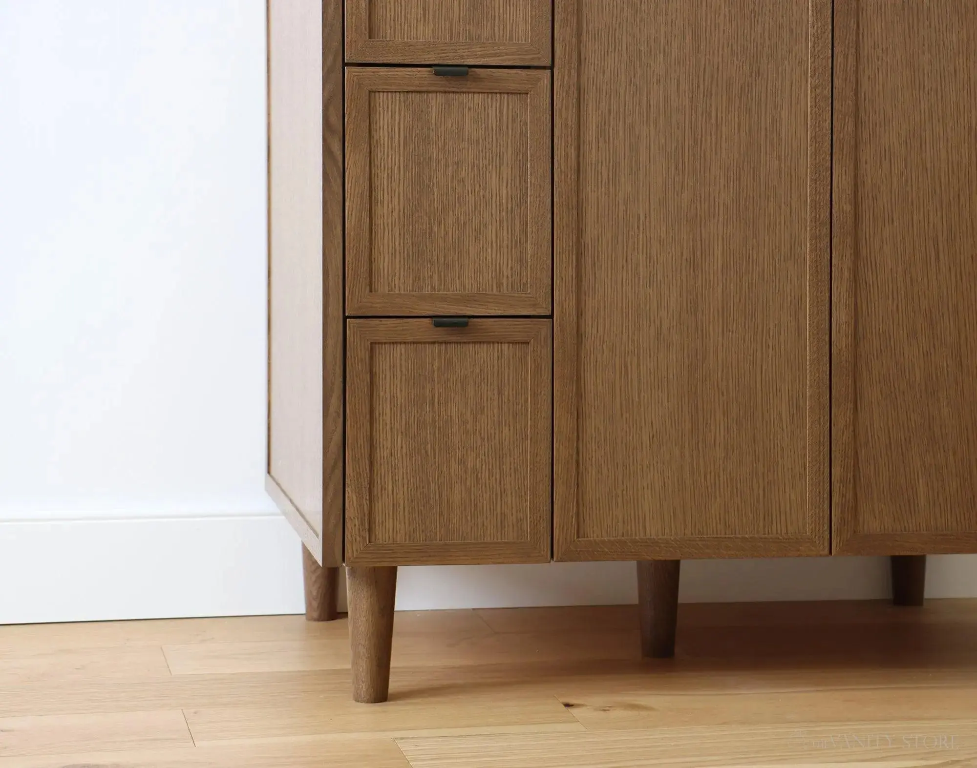 Cape Breton SLIM 36" Mid Century Oak Bathroom Vanity, Right Sink - Image 8