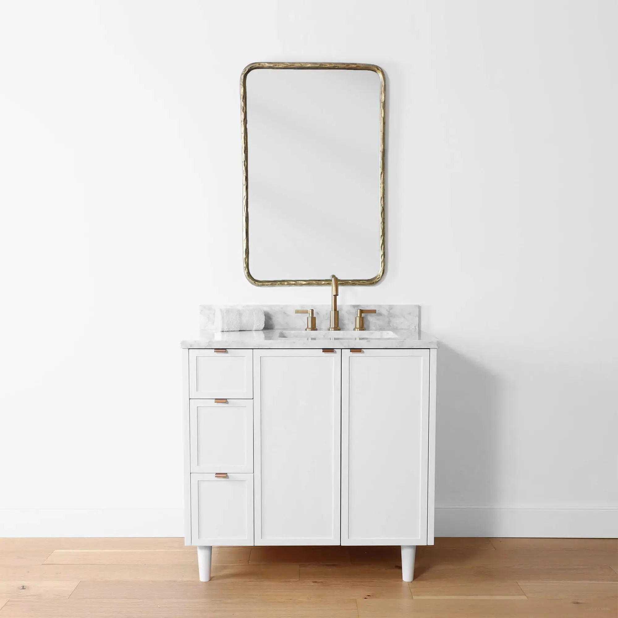 Cape Breton 36" Satin White Bathroom Vanity, Right Sink - Image 2
