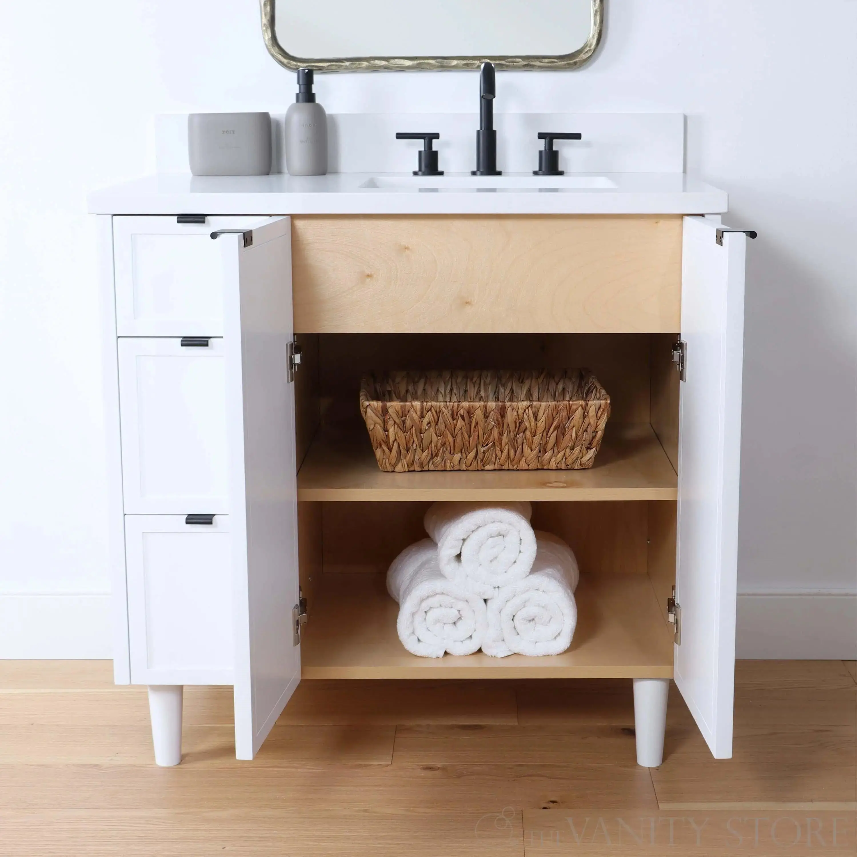 Cape Breton 36" Satin White Bathroom Vanity, Right Sink - Image 7