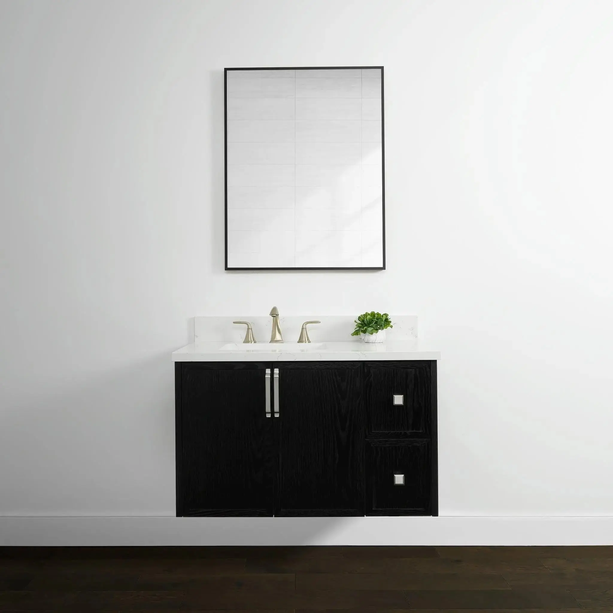 Cape Breton 36" Wall Mount Blackened Oak Bathroom Vanity, Left Sink - Image 15