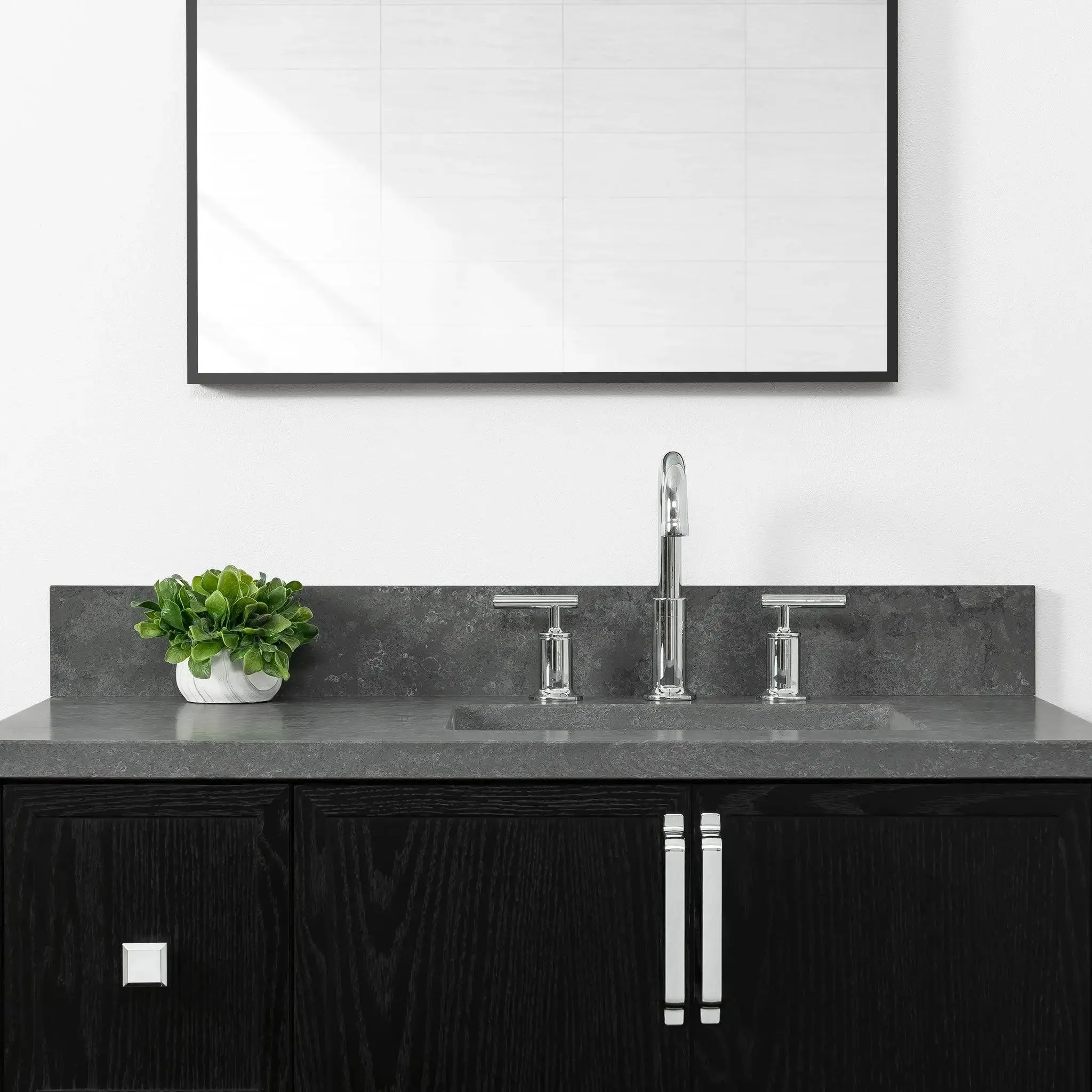 Cape Breton 36" Wall Mount Blackened Oak Bathroom Vanity, Right Sink - Image 4
