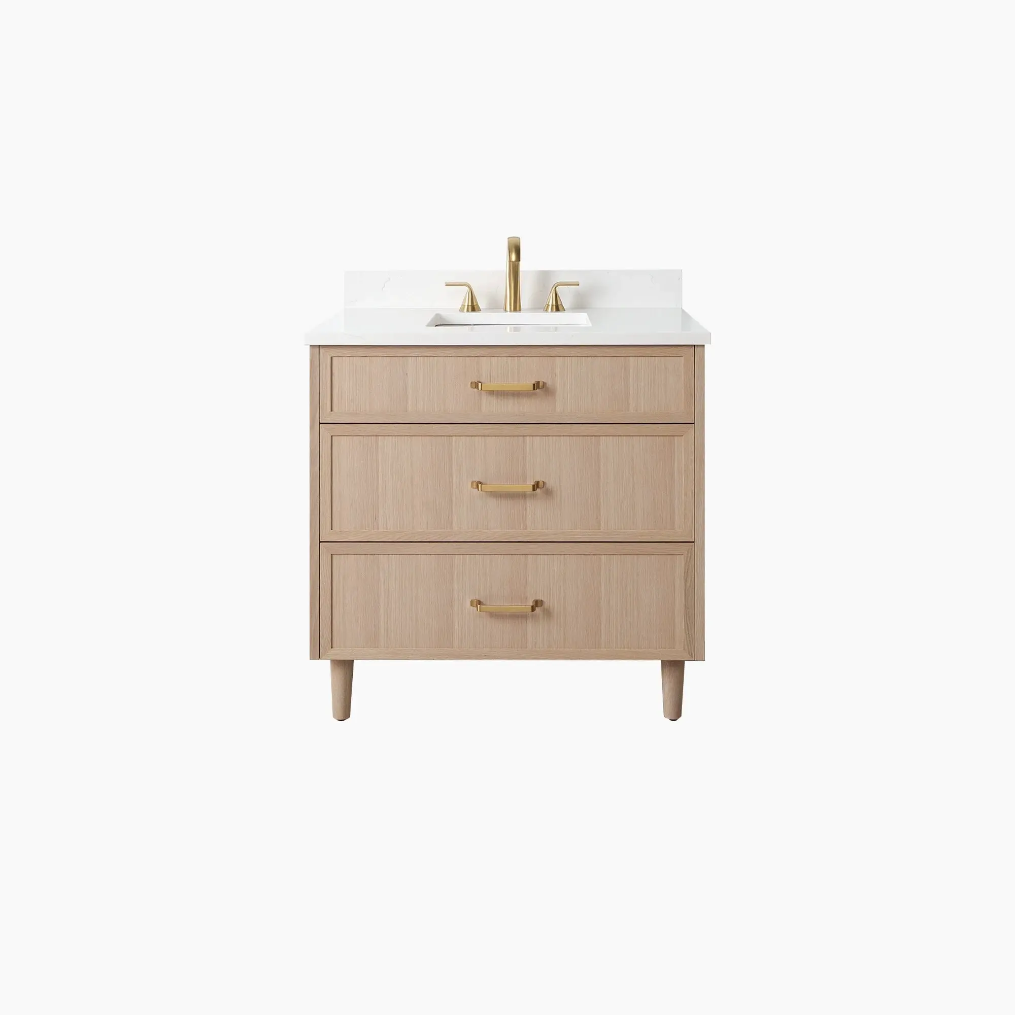 Cape Breton 36" White Oak Bathroom Vanity - All Drawers